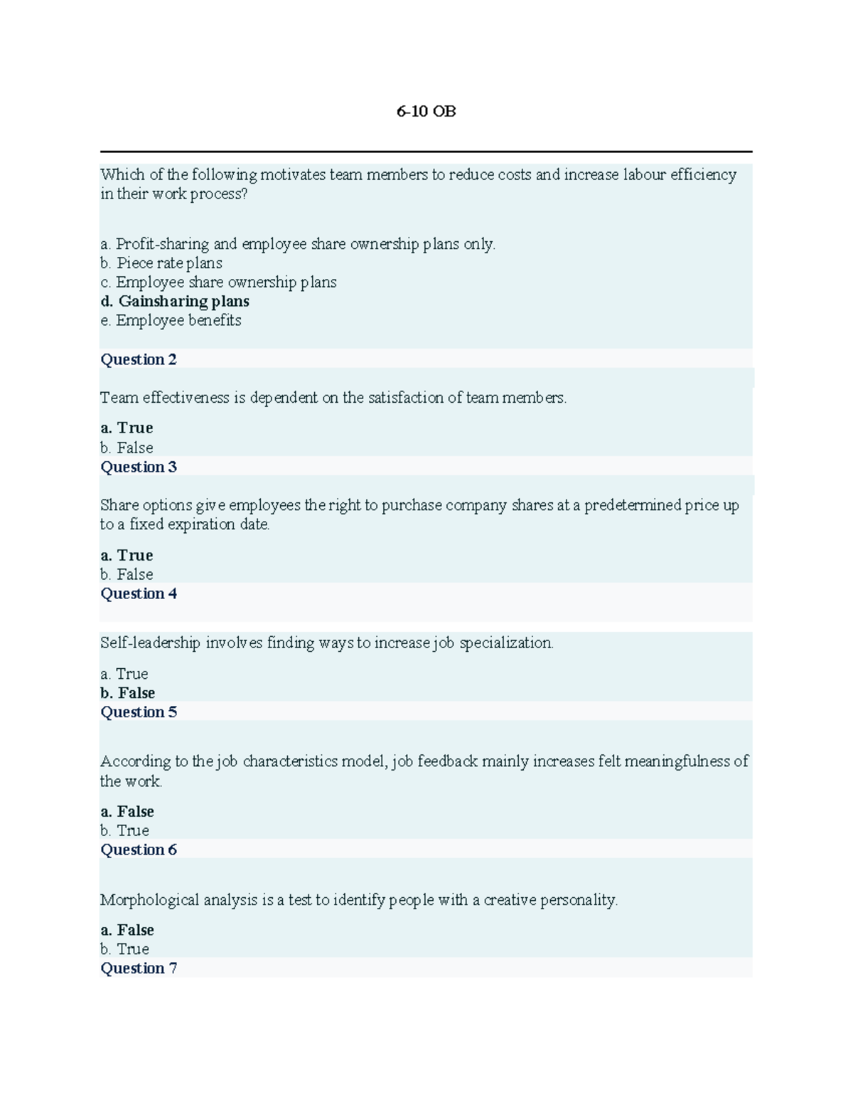 6-10 OB - Organizational behaviour - 6-10 OB Which of the following ...