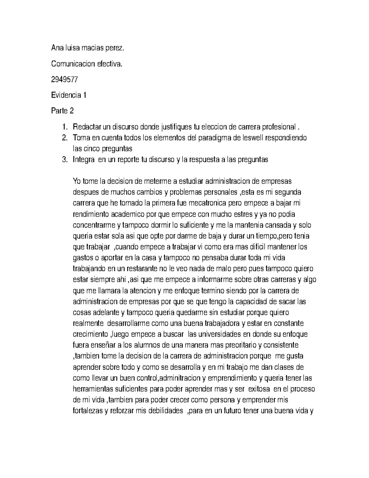 practica de actividad - Ana luisa macias perez. Comunicacion efectiva ...