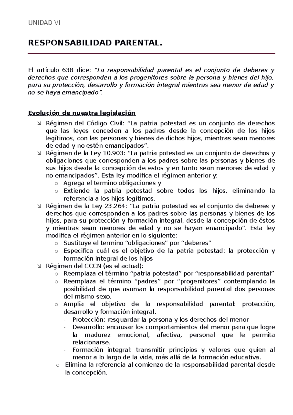 Unidad Vi Resumen Responsabilidad Parental Cccn Guia Ok Unidad Vi Responsabilidad Parental Studocu