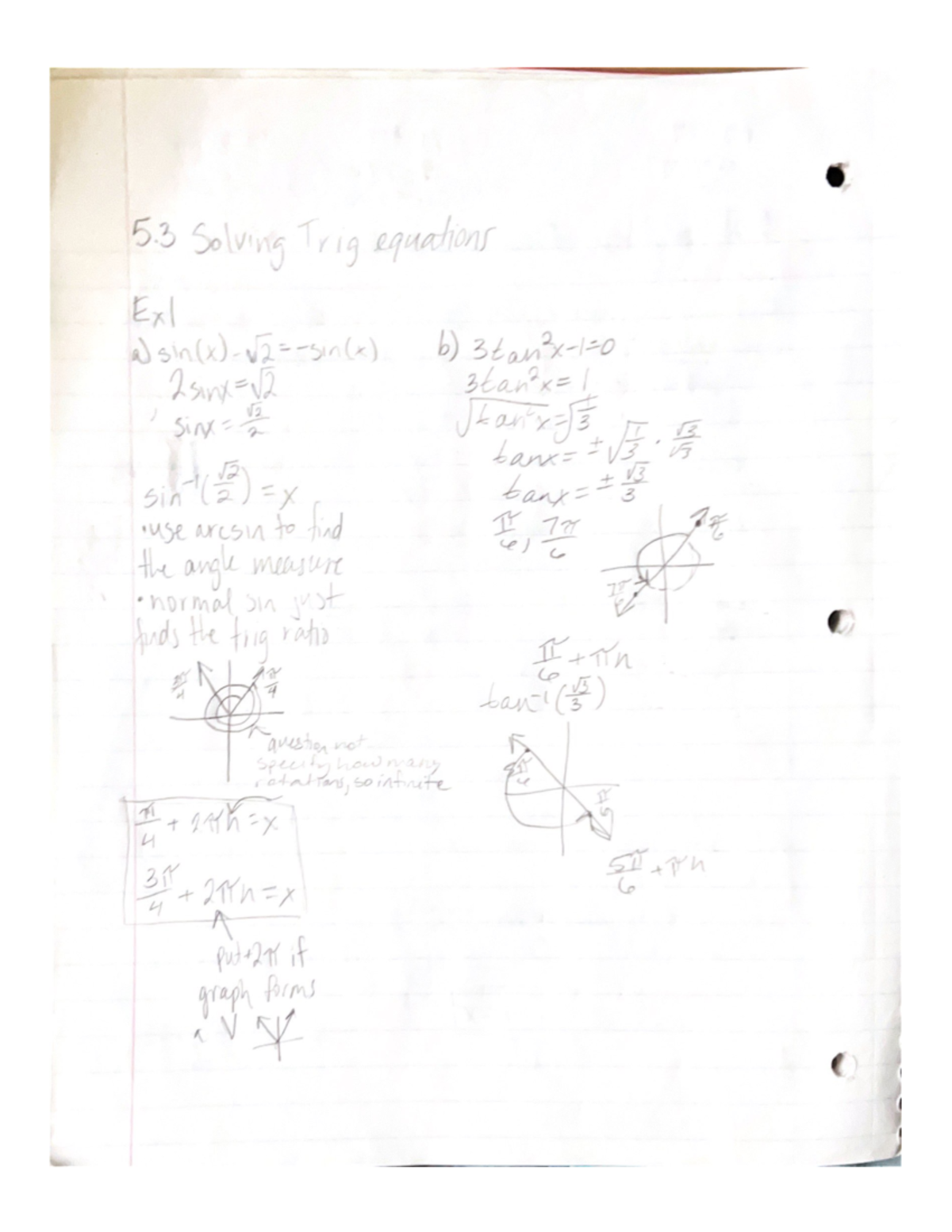 Solving Trig Equations - Studocu