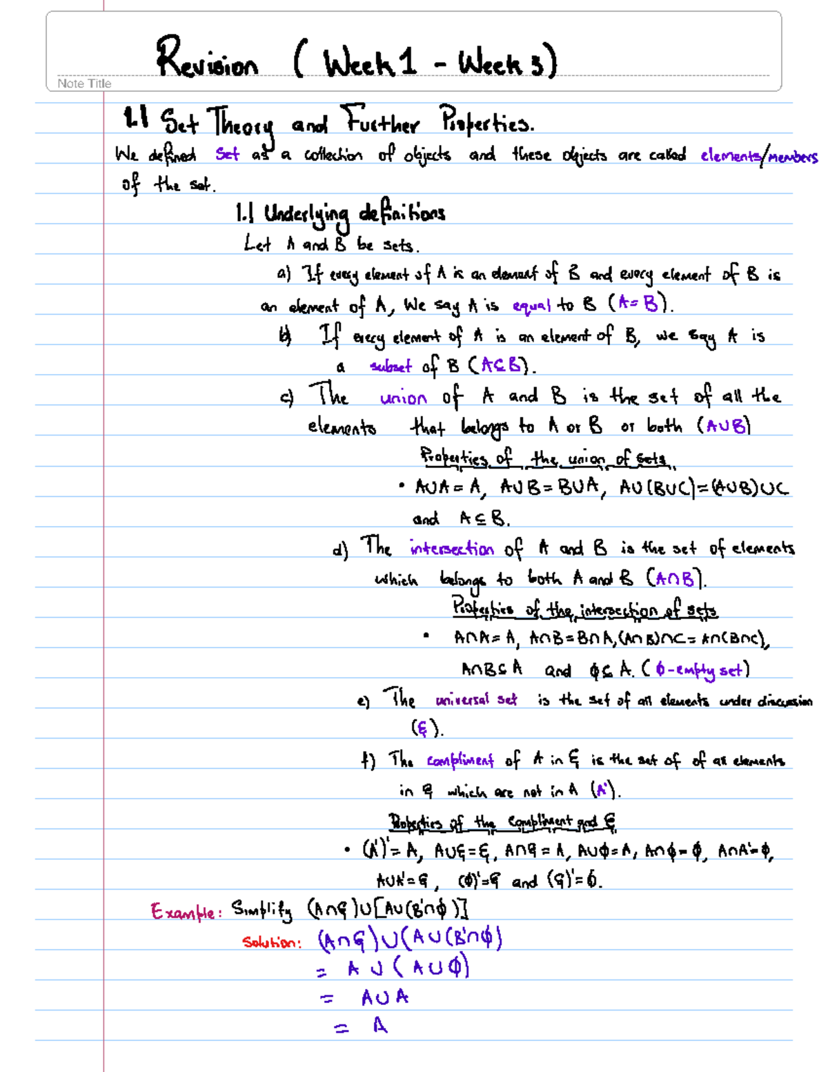 Catch-Up or Revision- Week 1 to Week 3 - MATH130 - Studocu
