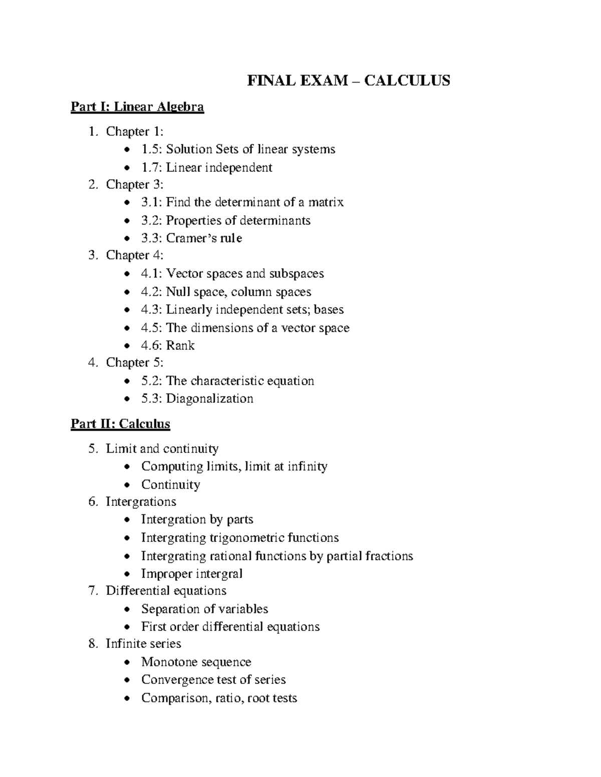 Final Exam Example