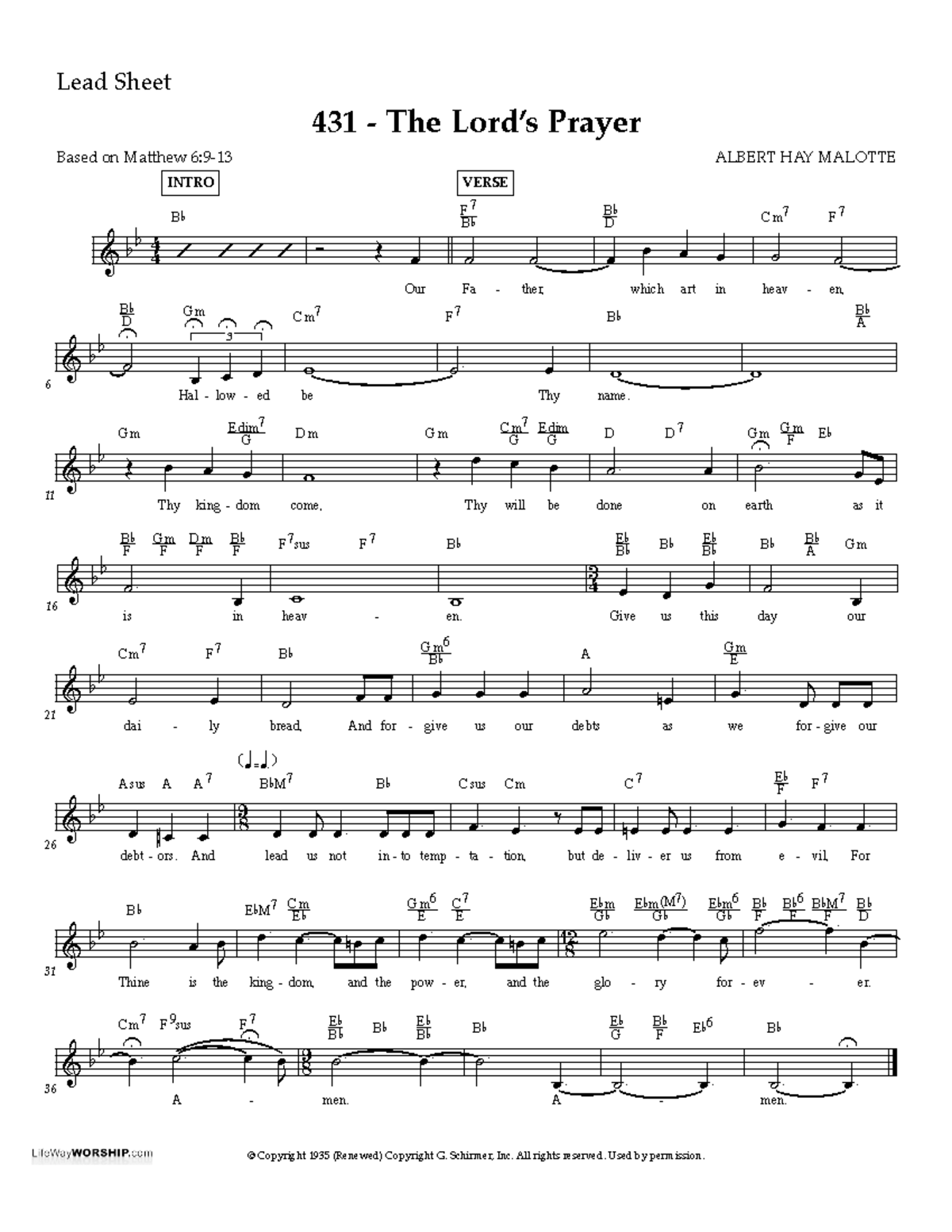 0577 LS - SATB - & B B 4 4 INTRO ’ ’ ’ ’ Bb Ó Œ œ Our VERSE ̇ ̇ F 7 Bb ...