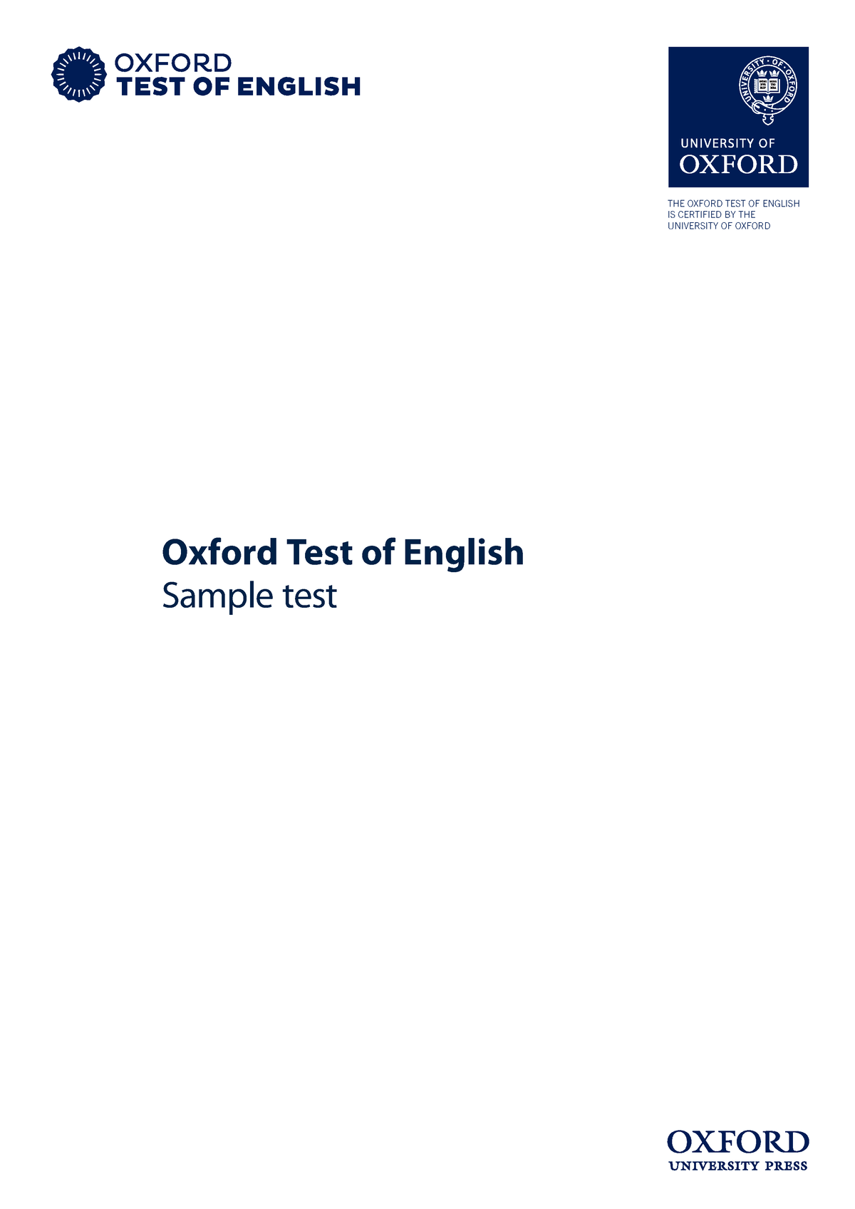 Estructura Examén B2 Oxford - Oxford Test Of English Sample Test THE ...