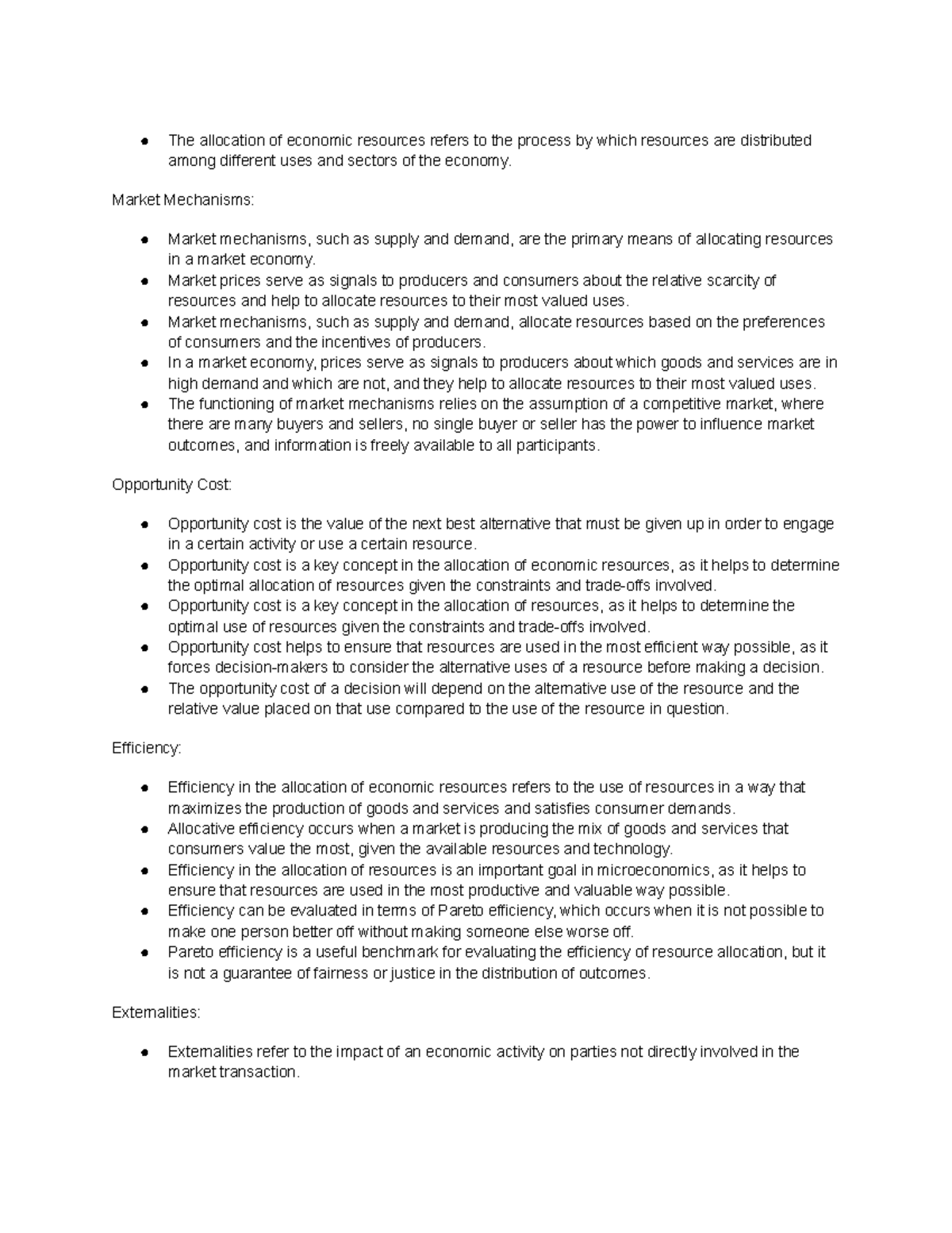 ECON 360 Notes - Allocation of economic resources - The allocation of ...