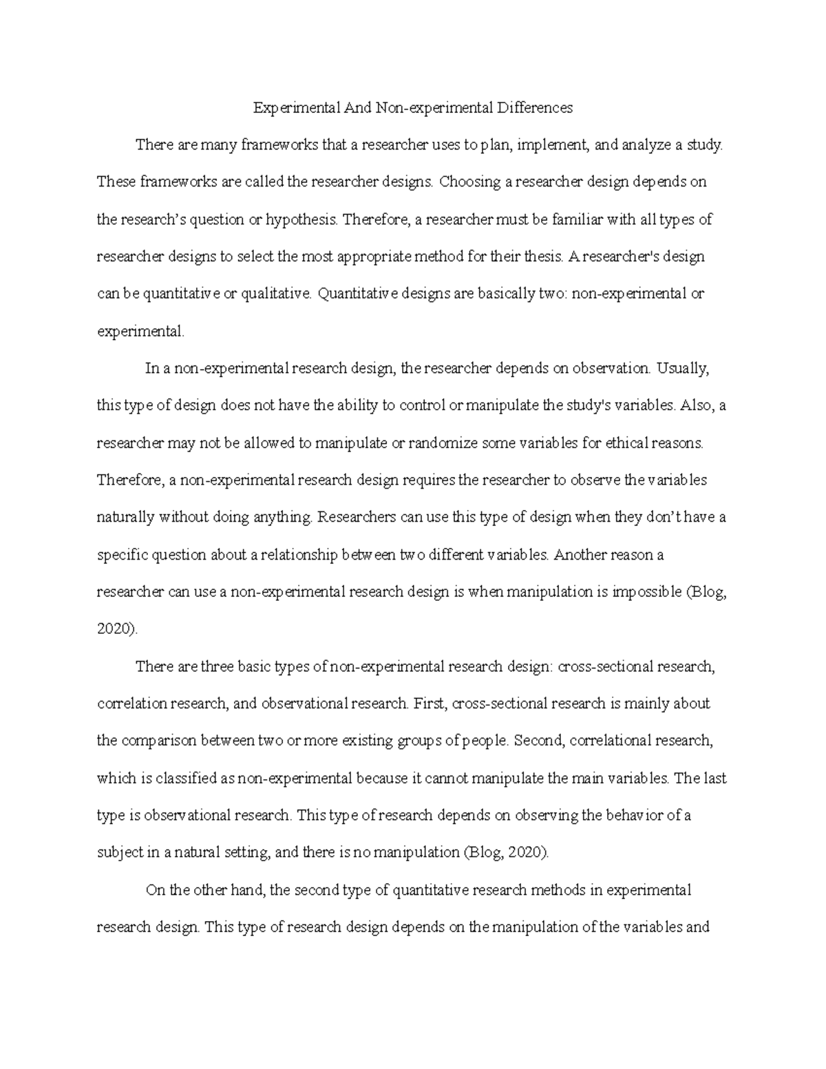 Experimental And Non-experimental Differences - These frameworks are ...