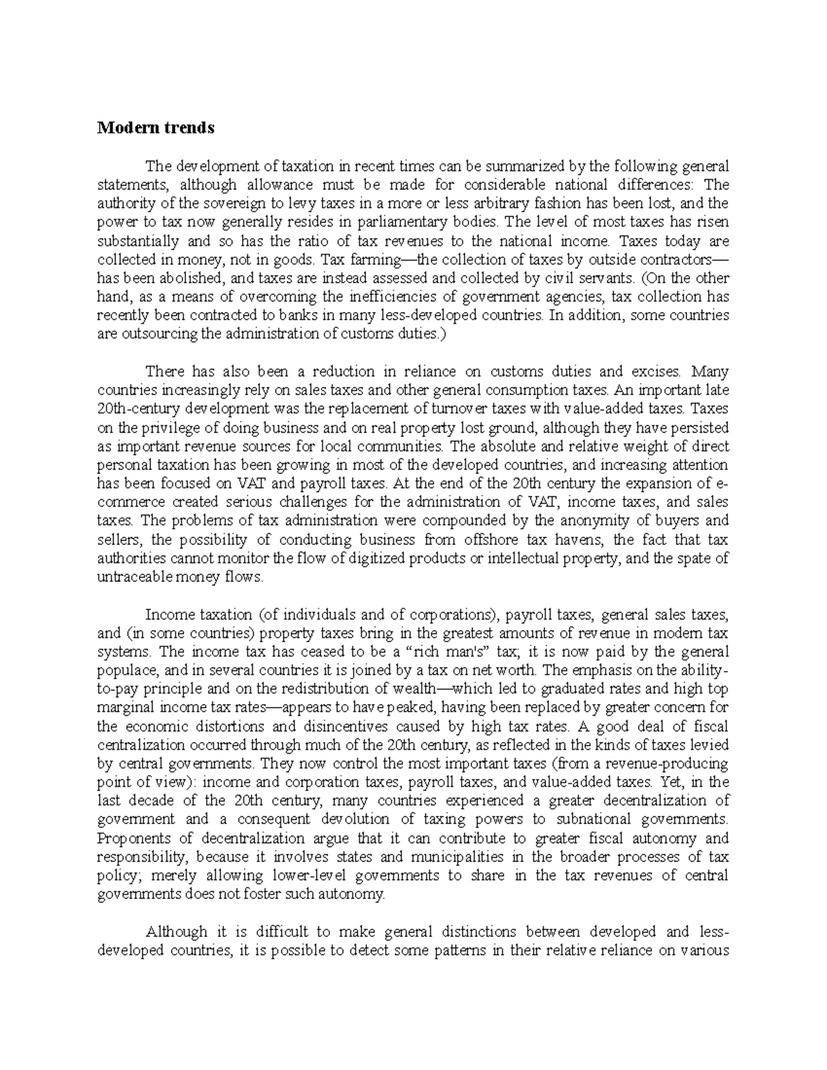 Modern Trends General Principles Of Taxation Modern Trends The Modern Trends General Principles Of Taxation Modern Trends The