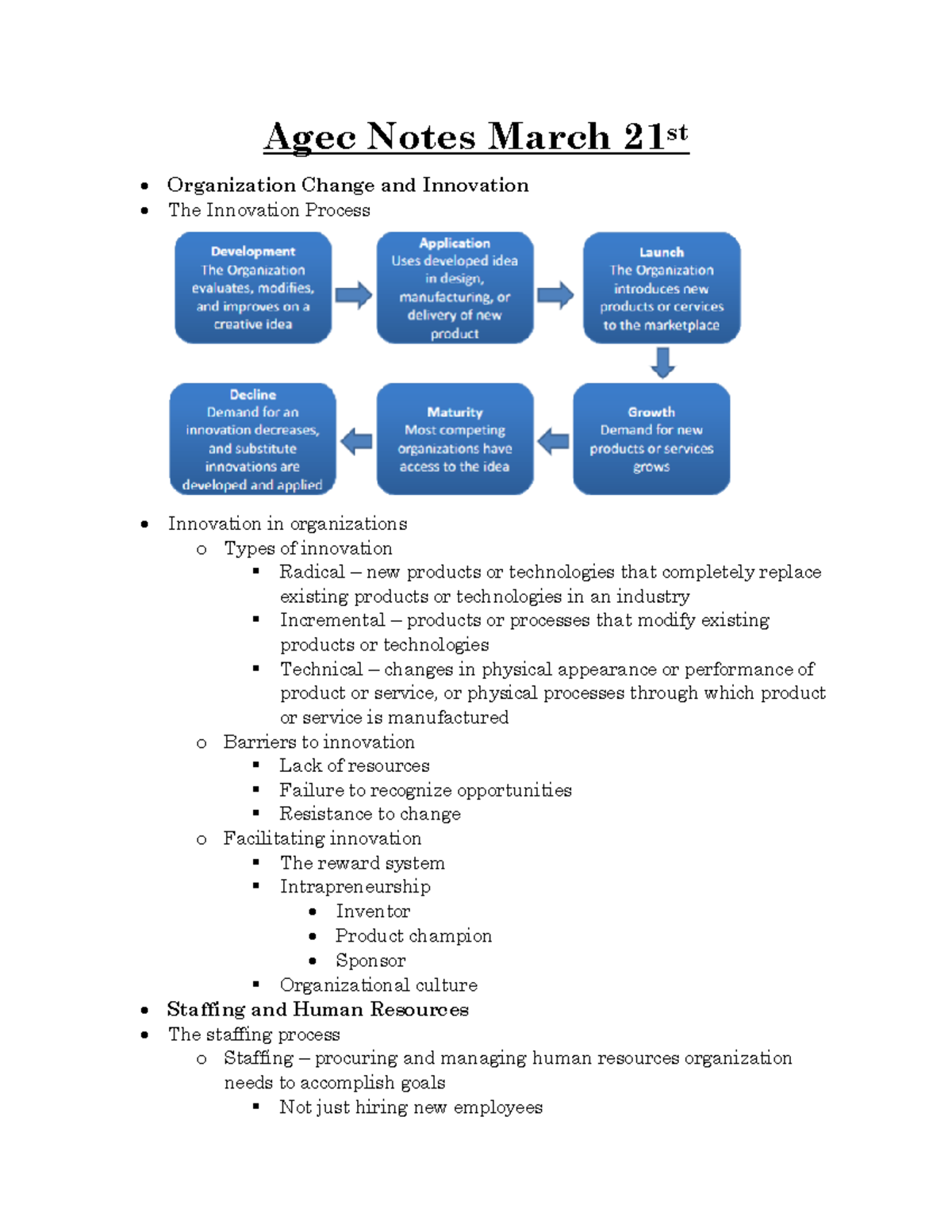 Agec 318 Lecture 12 Notes - Agec Notes March 21st Organization Change ...