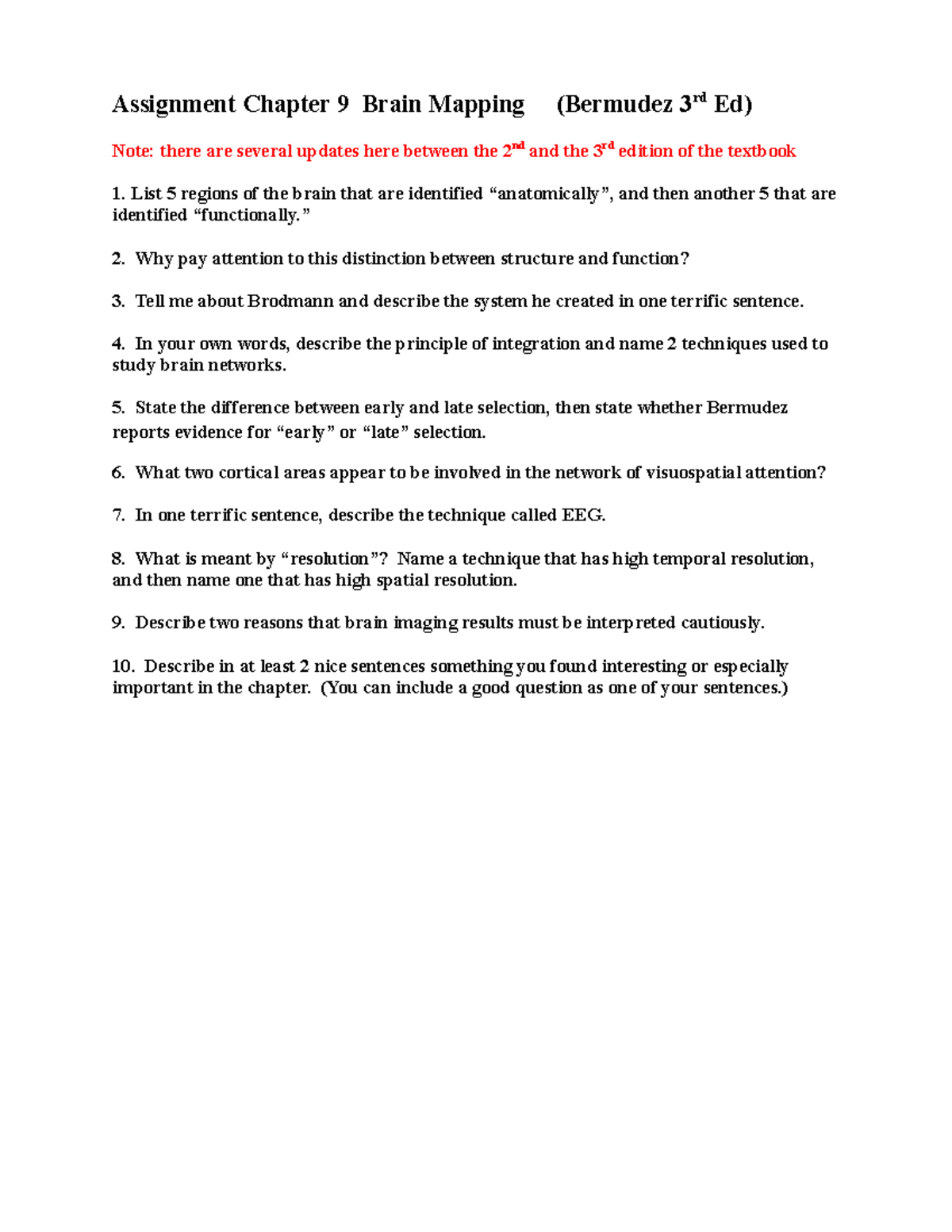 Assignment Ch 9 Mapping 2020 - Assignment Chapter 9 Brain Mapping ...