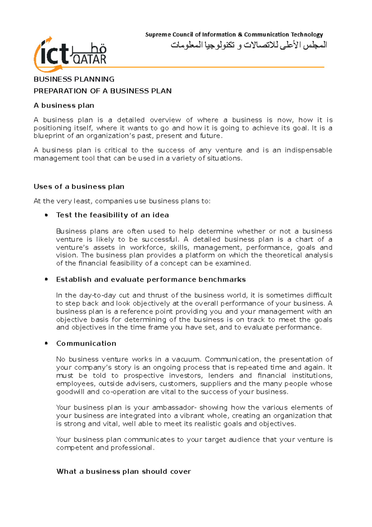 Business Planning Lecture notes 8 Supreme Council of Information