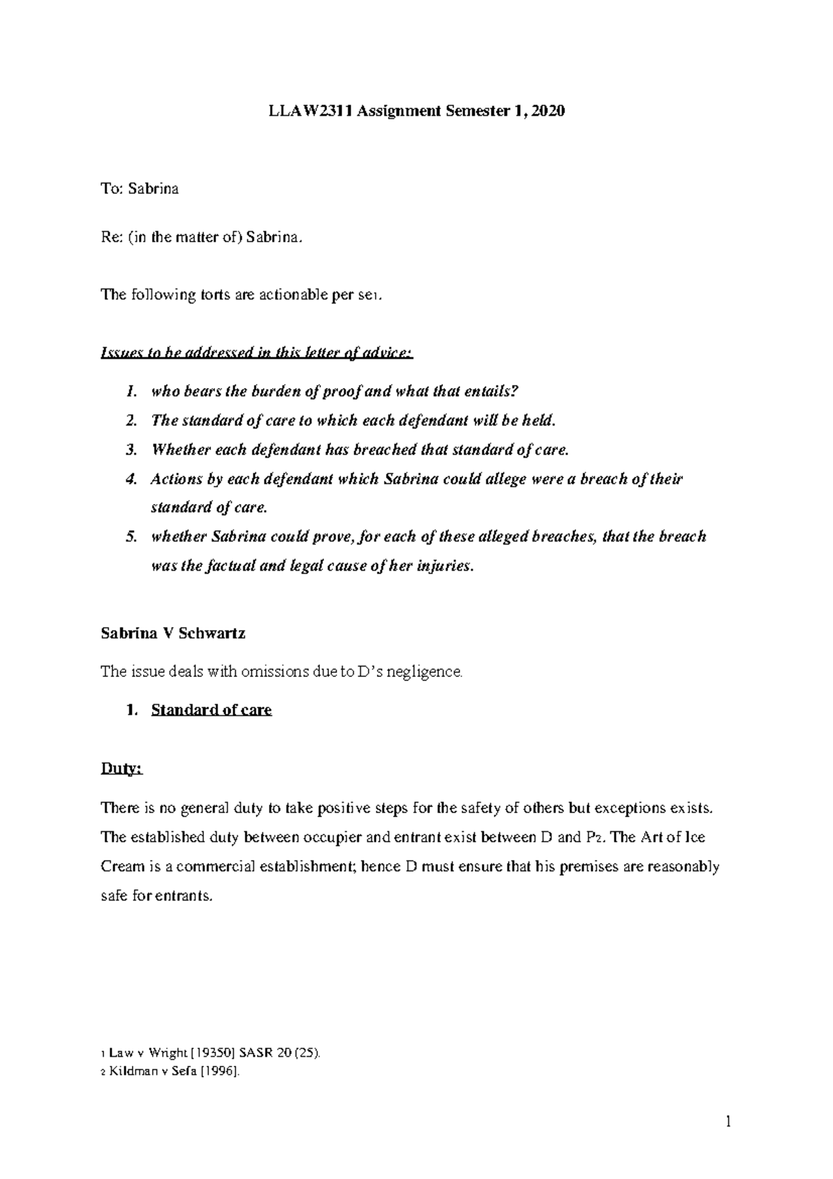 llaw2311-assignment-semester-1-the-following-torts-are-actionable-per