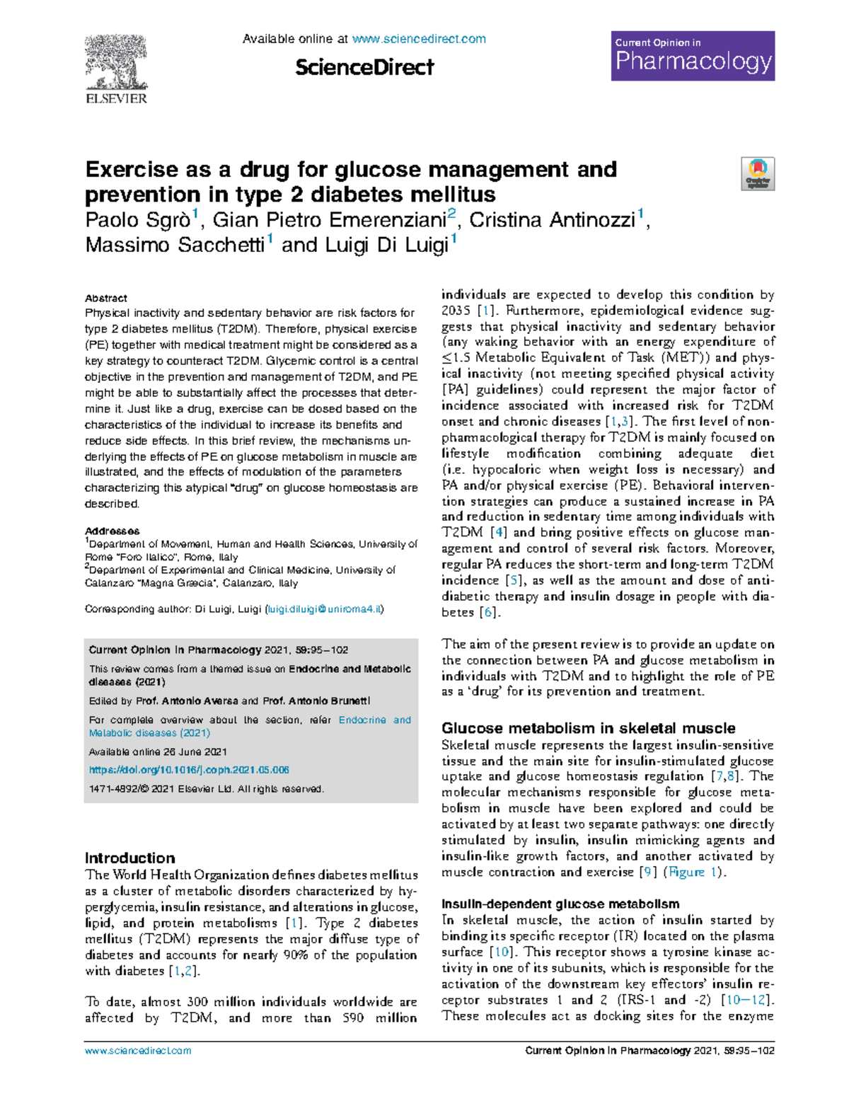 Exercise as a drug for glucose management and prevention in type 2 ...