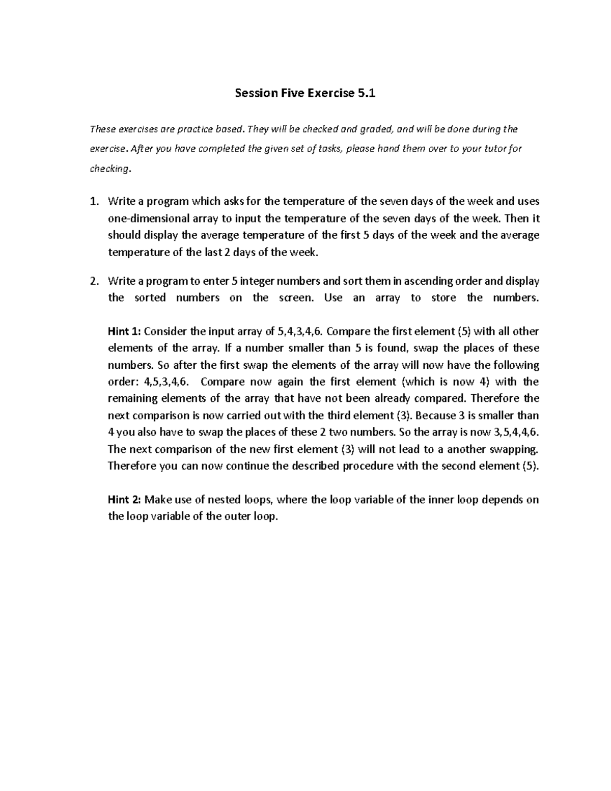 Exercise 5 - Lab documents - Session Five Exercise 5. These exercises ...