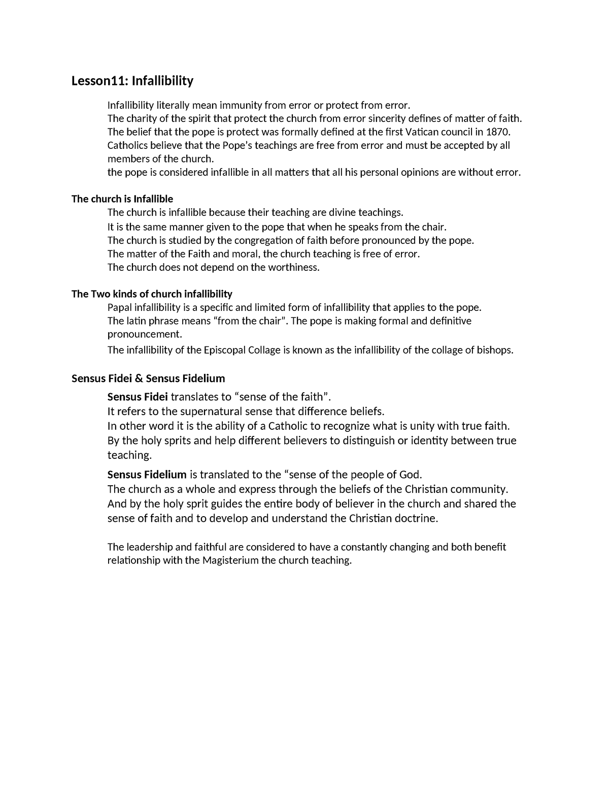 Infallibility literally mean - Lesson11: Infallibility Infallibility ...