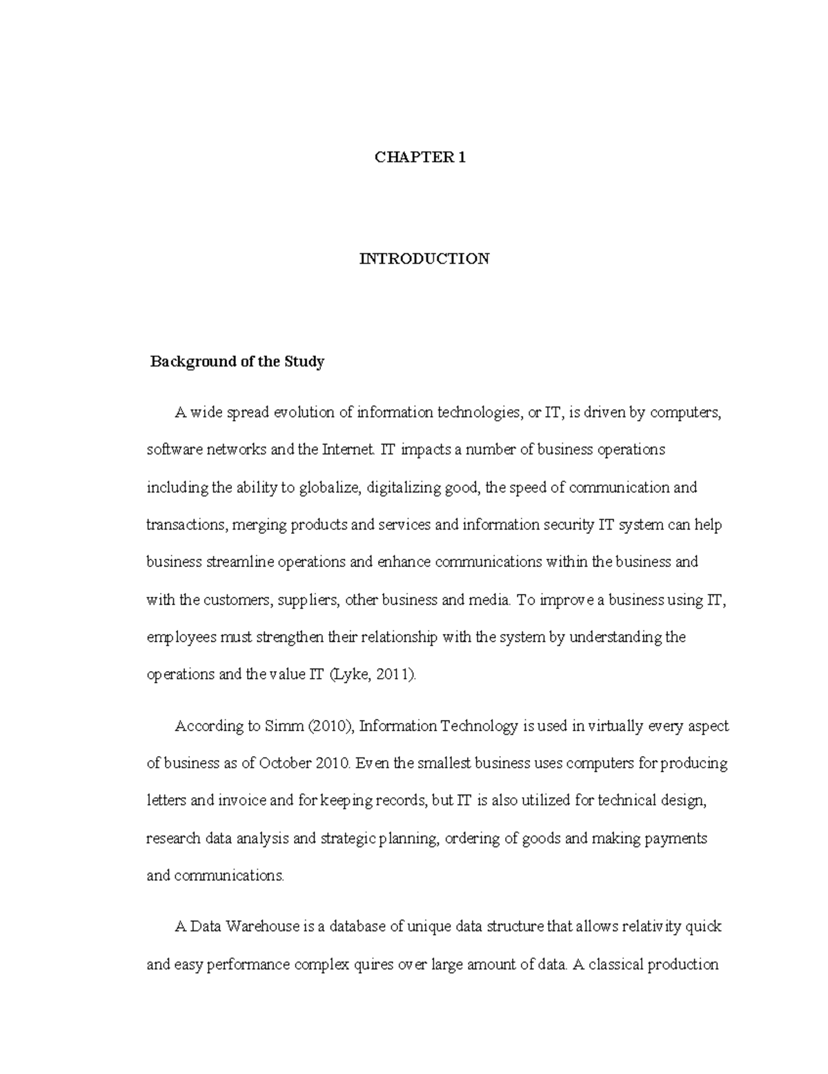 Final Chapter 1 Thesis For Warehouse Management System Chapter 1