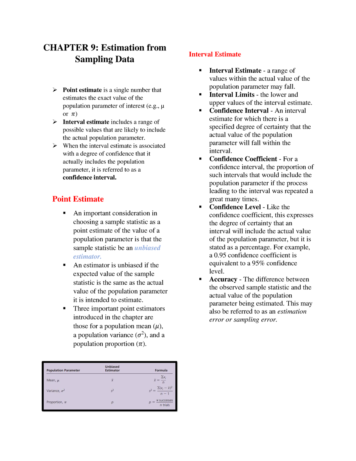 Chapter-9 - Sadgsadg - CHAPTER 9: Estimation From Sampling Data Point ...