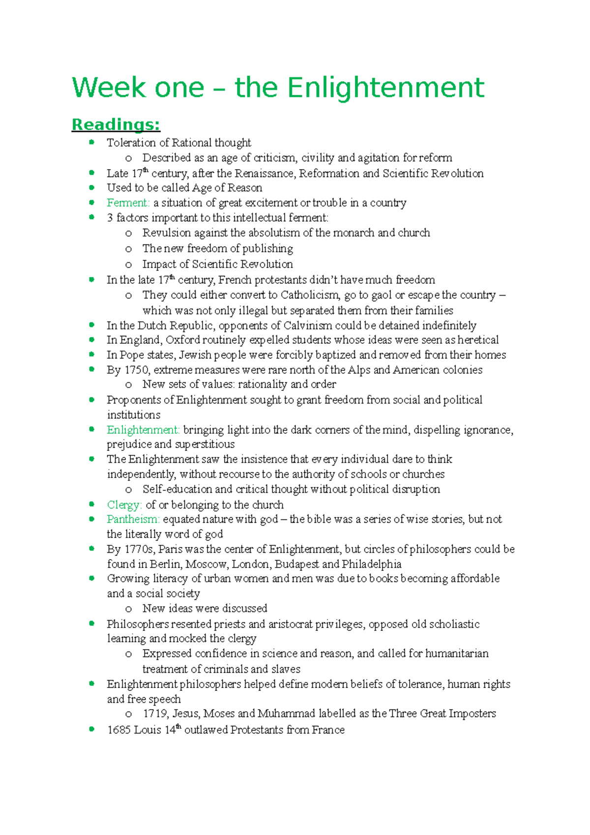 Week one - Notes from the lecture and readings - Week one – the ...