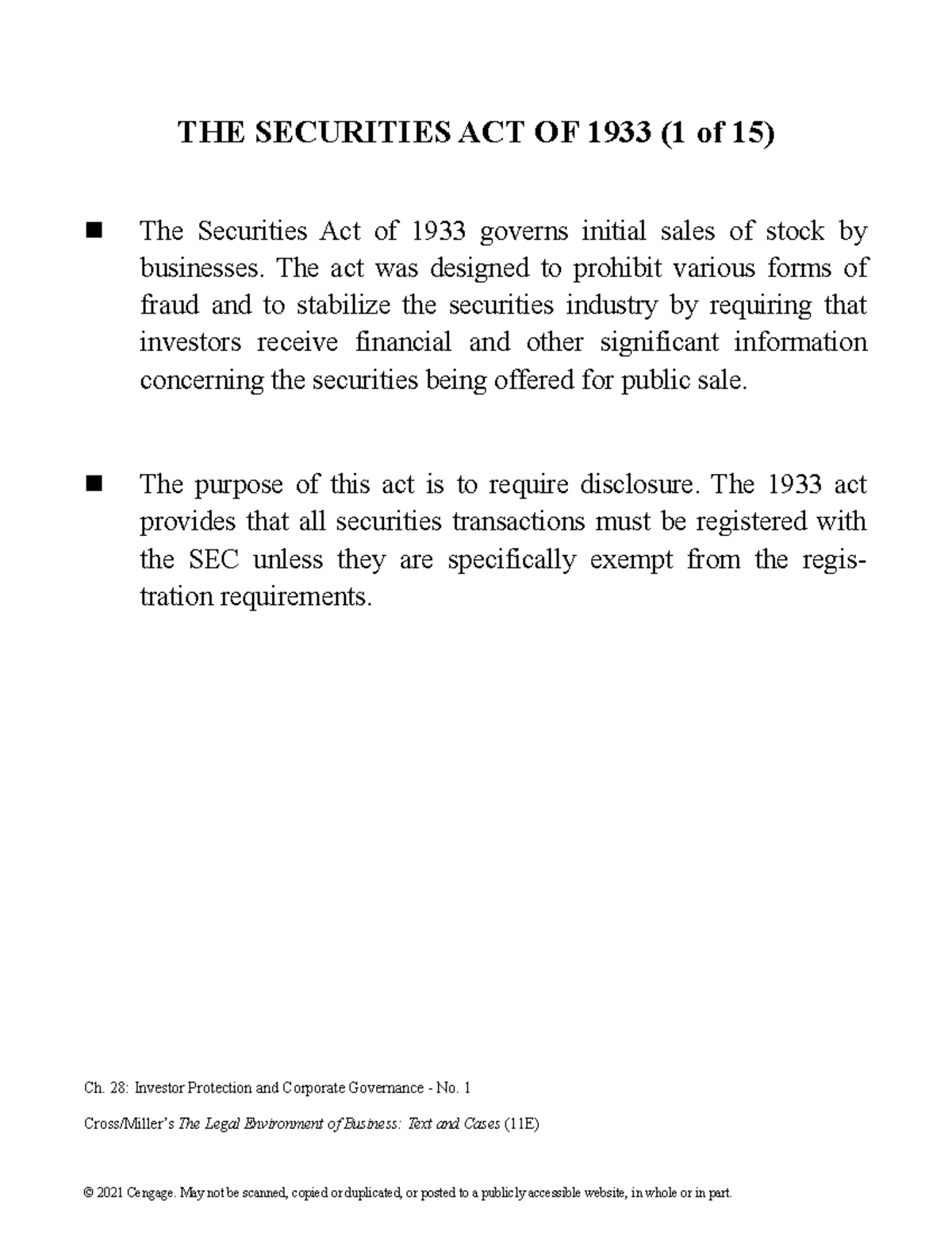 assignment worksheet 28.1 the securities act of 1933