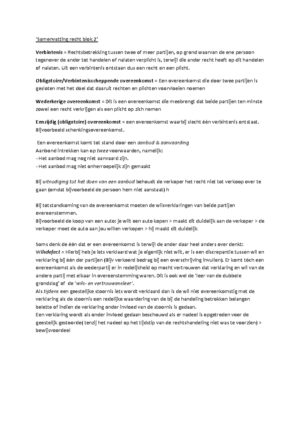 Samenvatting Hoofdlijnen Nl Recht Loonstrat ‘samenvatting Recht Blok