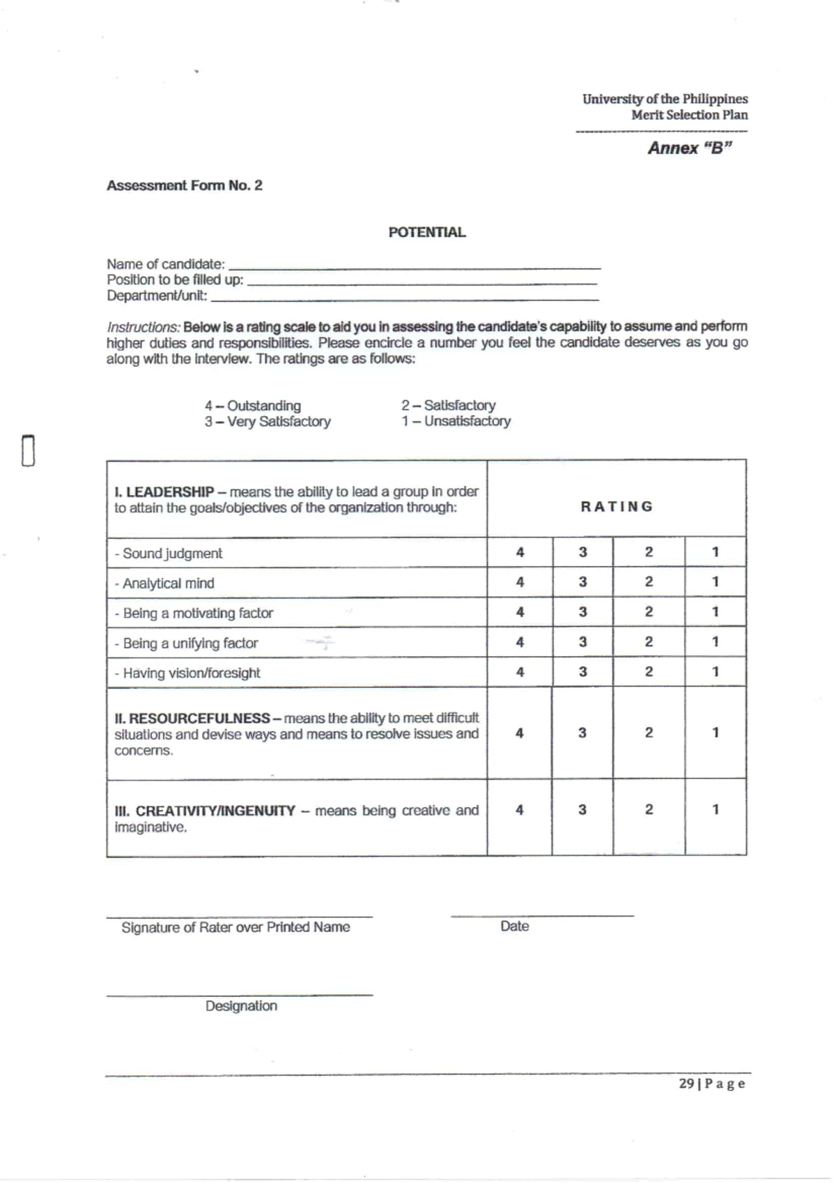 Assessment Form 2 Potential - Filipino - Studocu