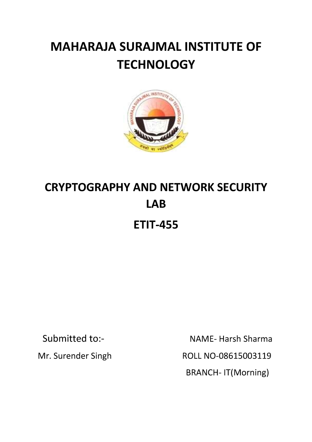 CNS File hhh - Cryptography and Network Security File - MAHARAJA ...