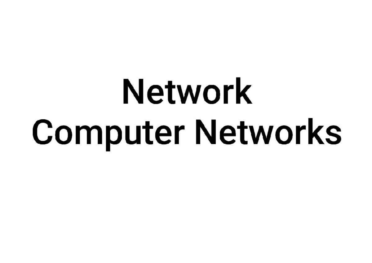 Networks - computer sciences - Studocu