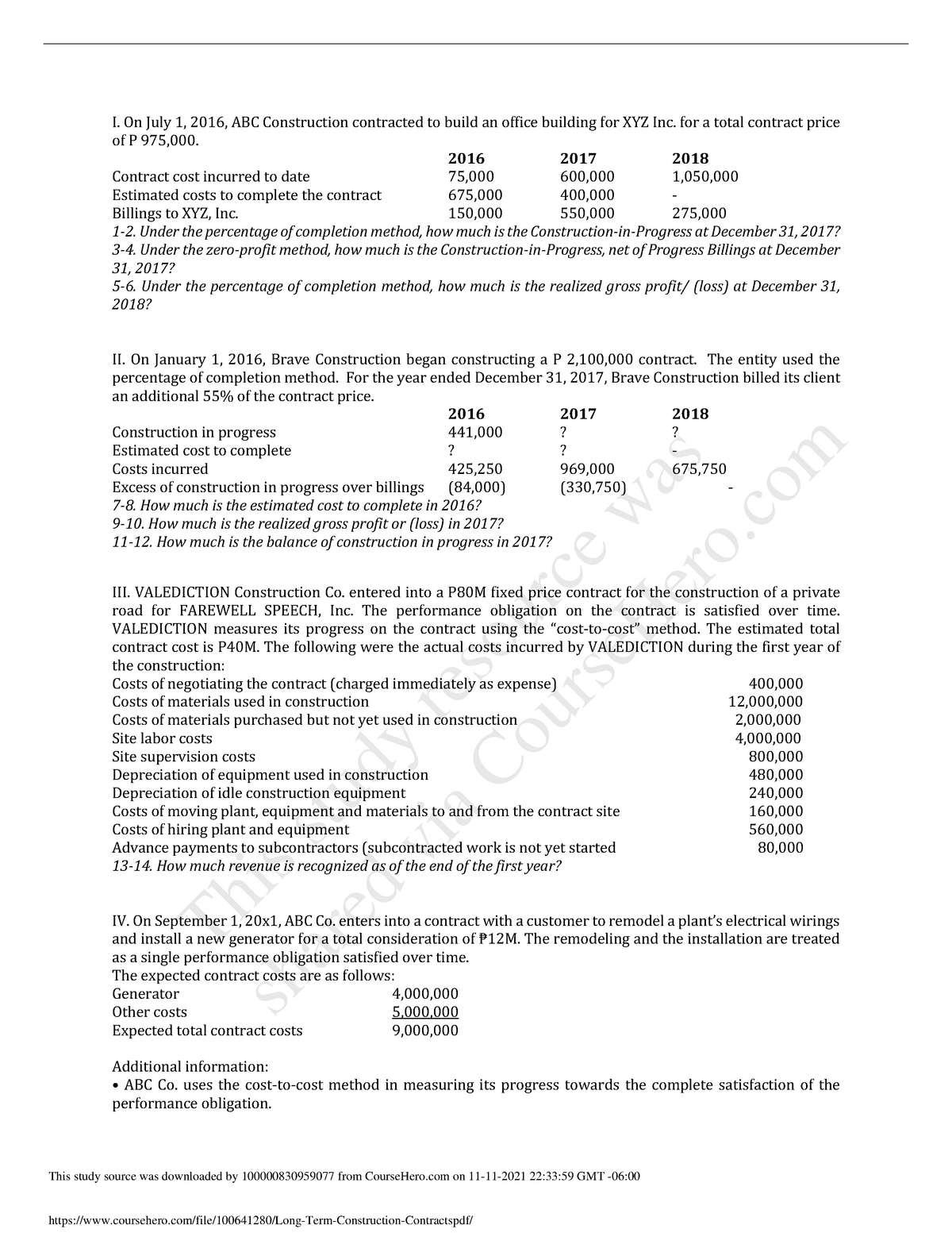 Long Term Construction Contracts - Research Methods - Studocu