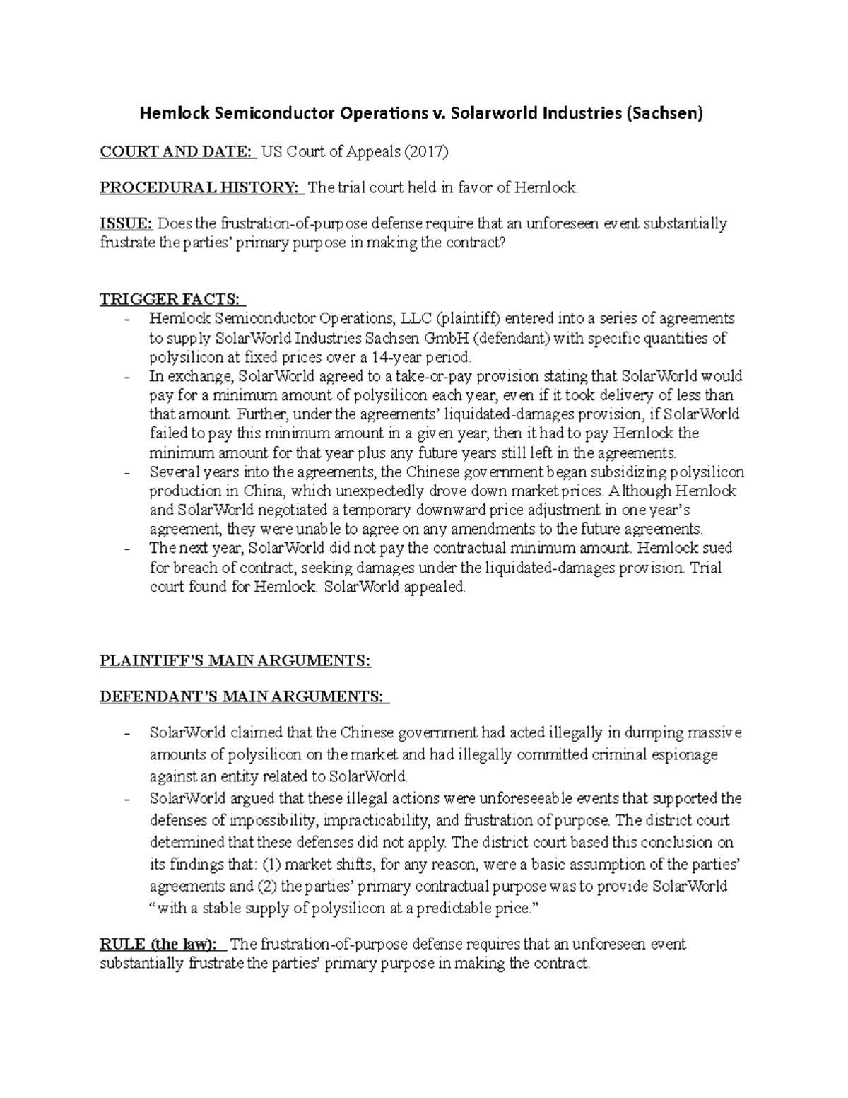 Hemlock v. Sachsen Brief Hemlock Semiconductor Operations v