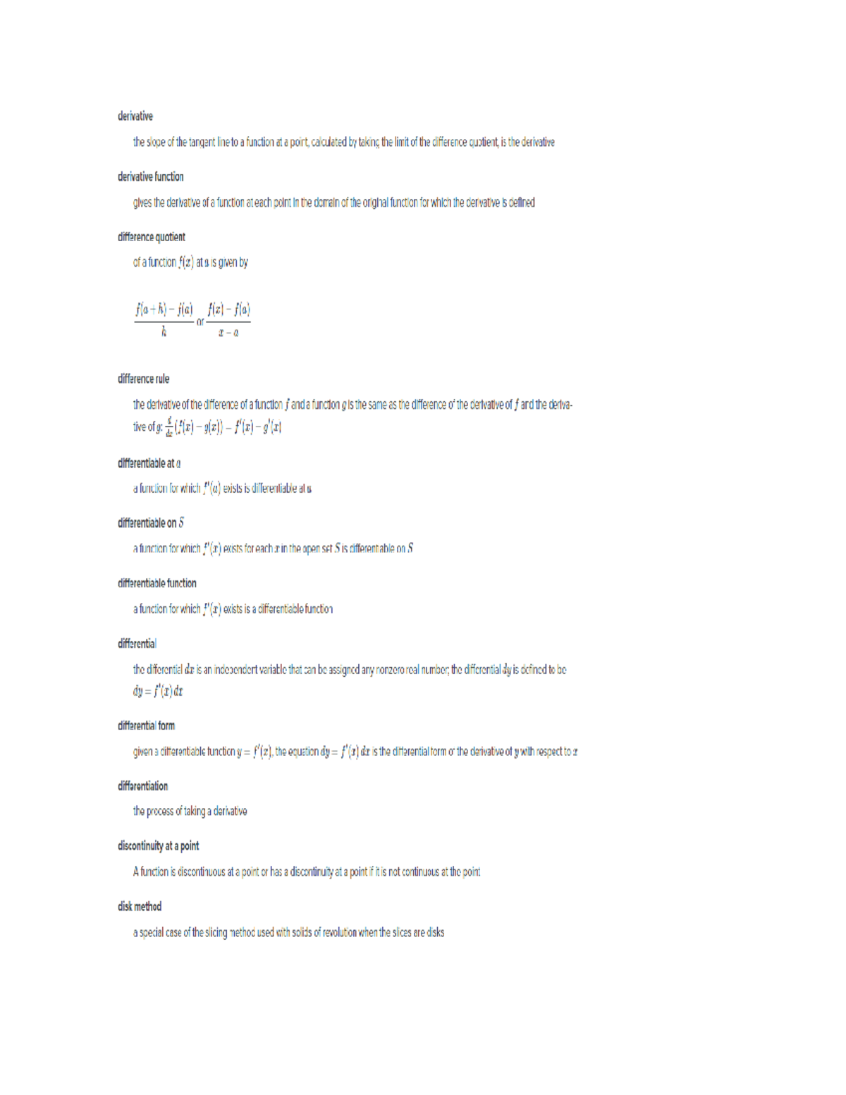 Calc3 Terms to know for Calculus 1 MA113 Studocu