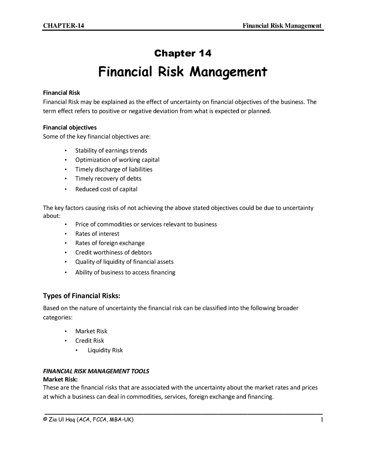 financial risk management case study with solution pdf