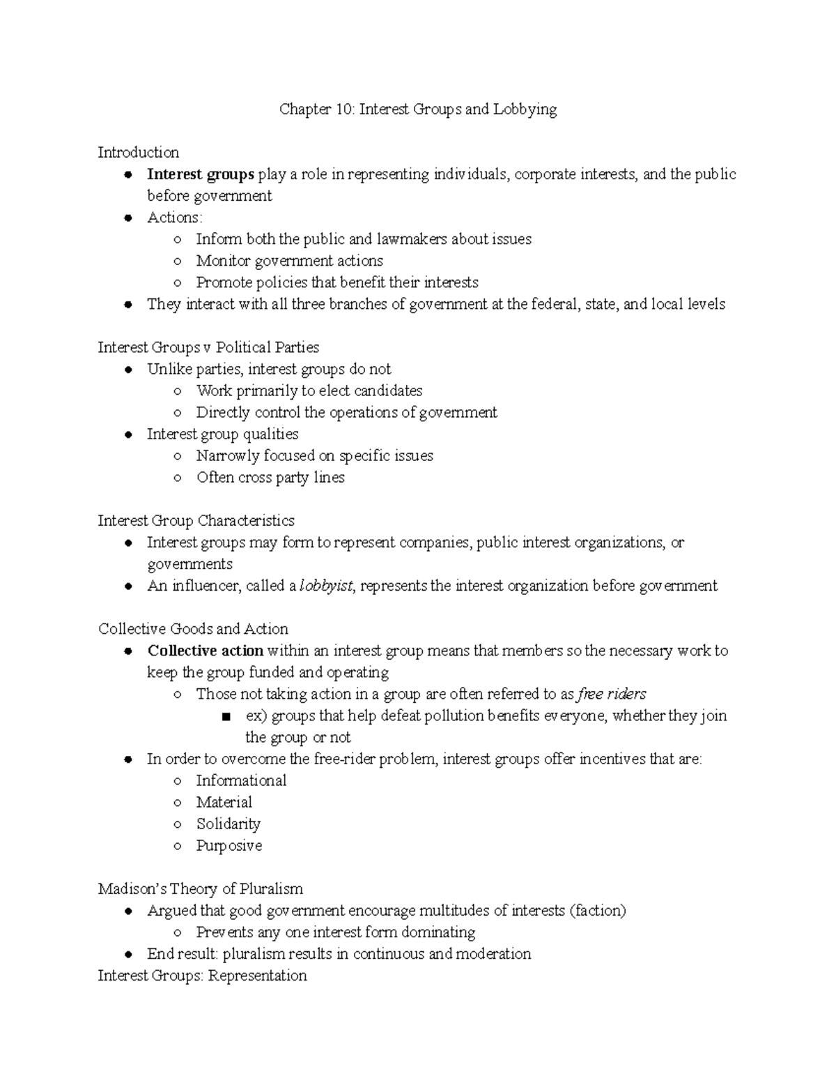 CH10 Interest Groups And Lobbying - Chapter 10: Interest Groups And ...