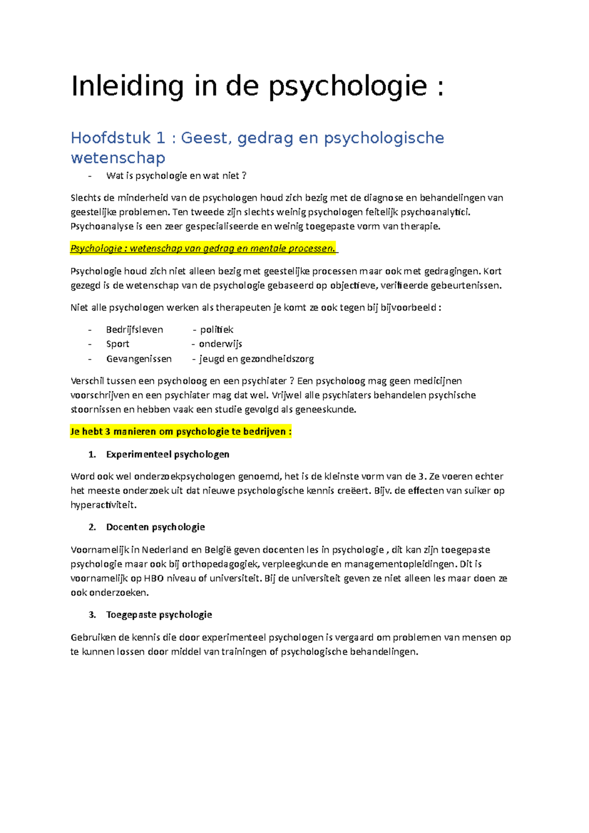 Inleiding In De Psychologie Hoofdstuk 1,2,4,5 - Inleiding In De ...