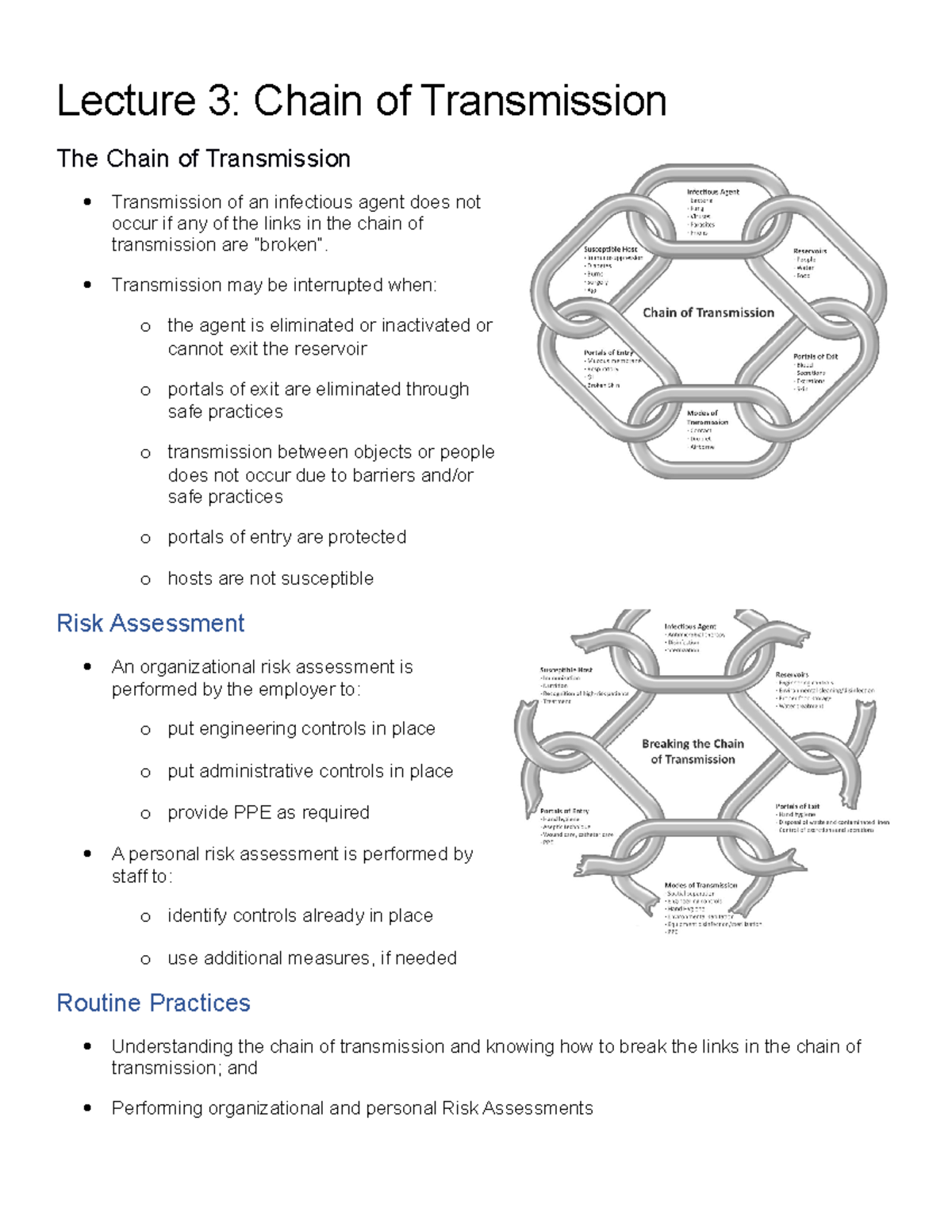 Lecture 3 - notes - Lecture 3: Chain of Transmission The Chain of ...