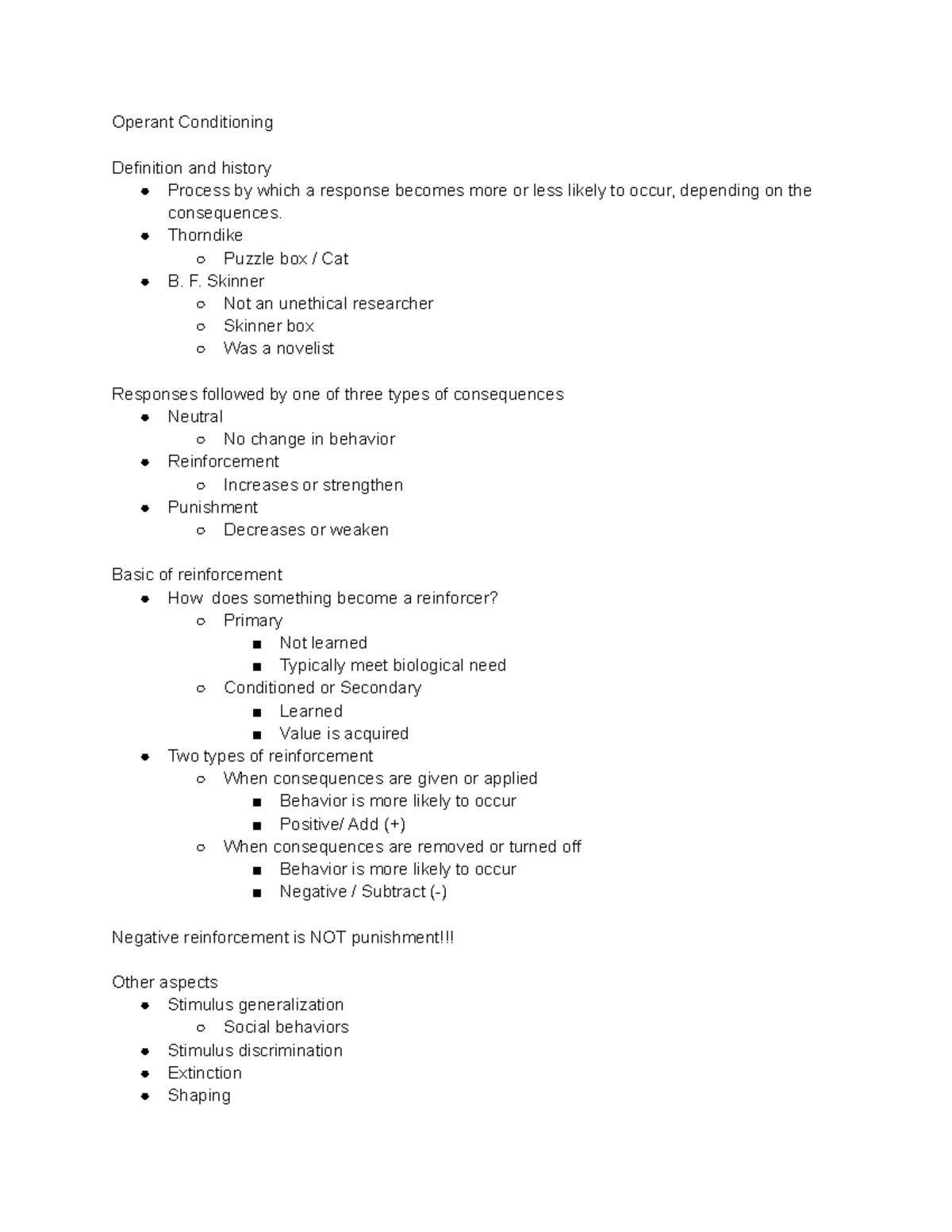 Operant Conditioning Operant Conditioning Definition and history