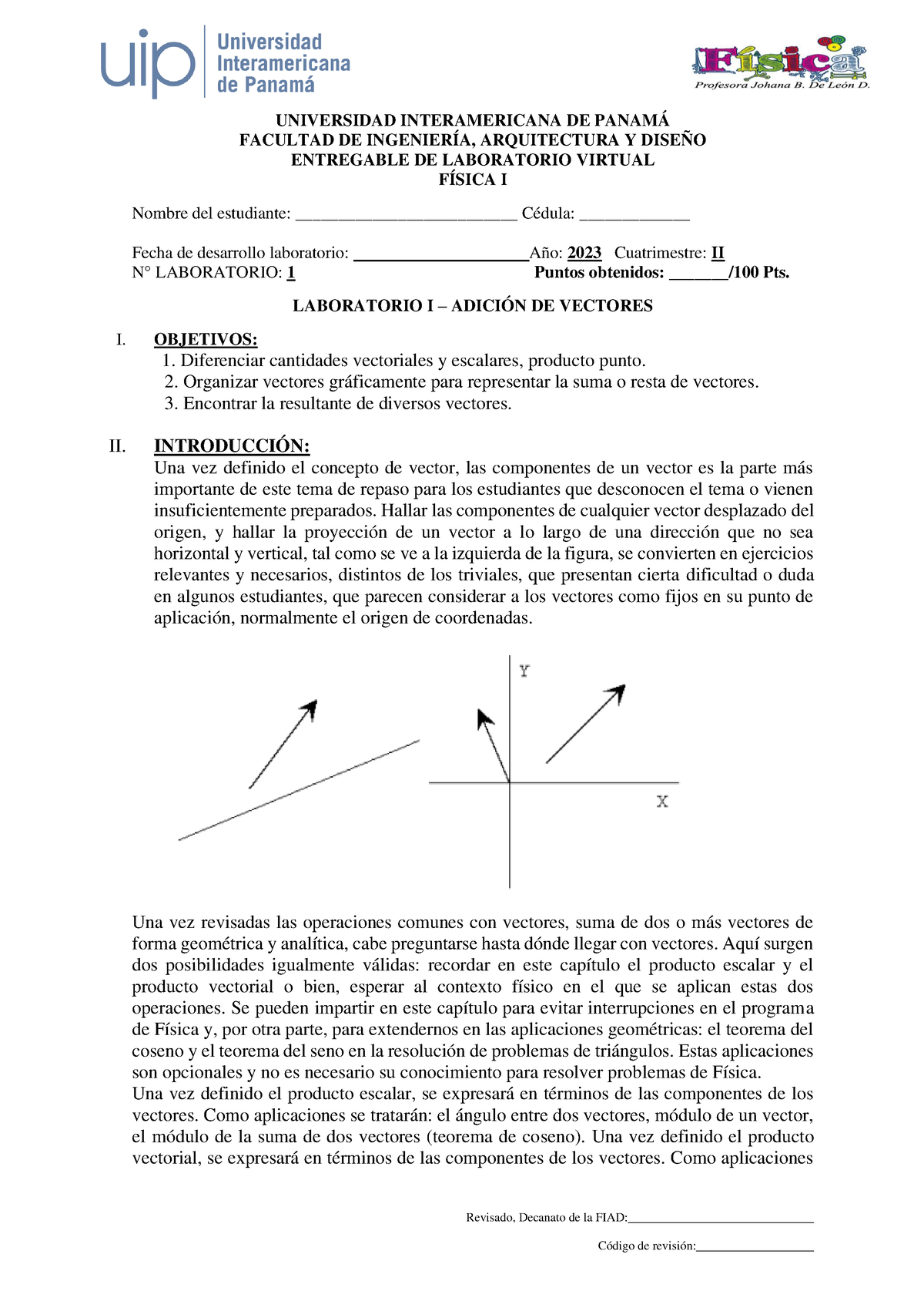 LAB 1 - FISICA 1 - Revisado, Decanato de la FIAD ...