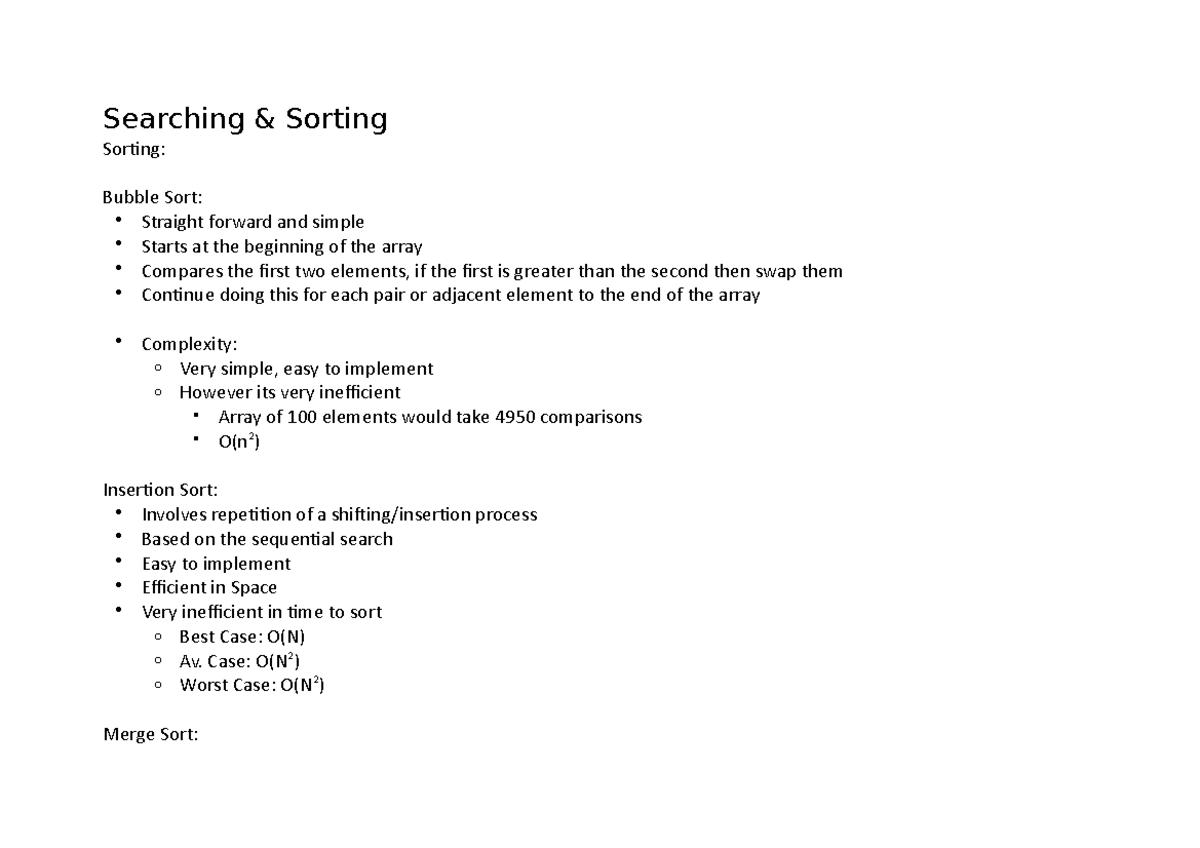 Searching & Sorting - Searching & Sorting Sorting: Bubble Sort ...