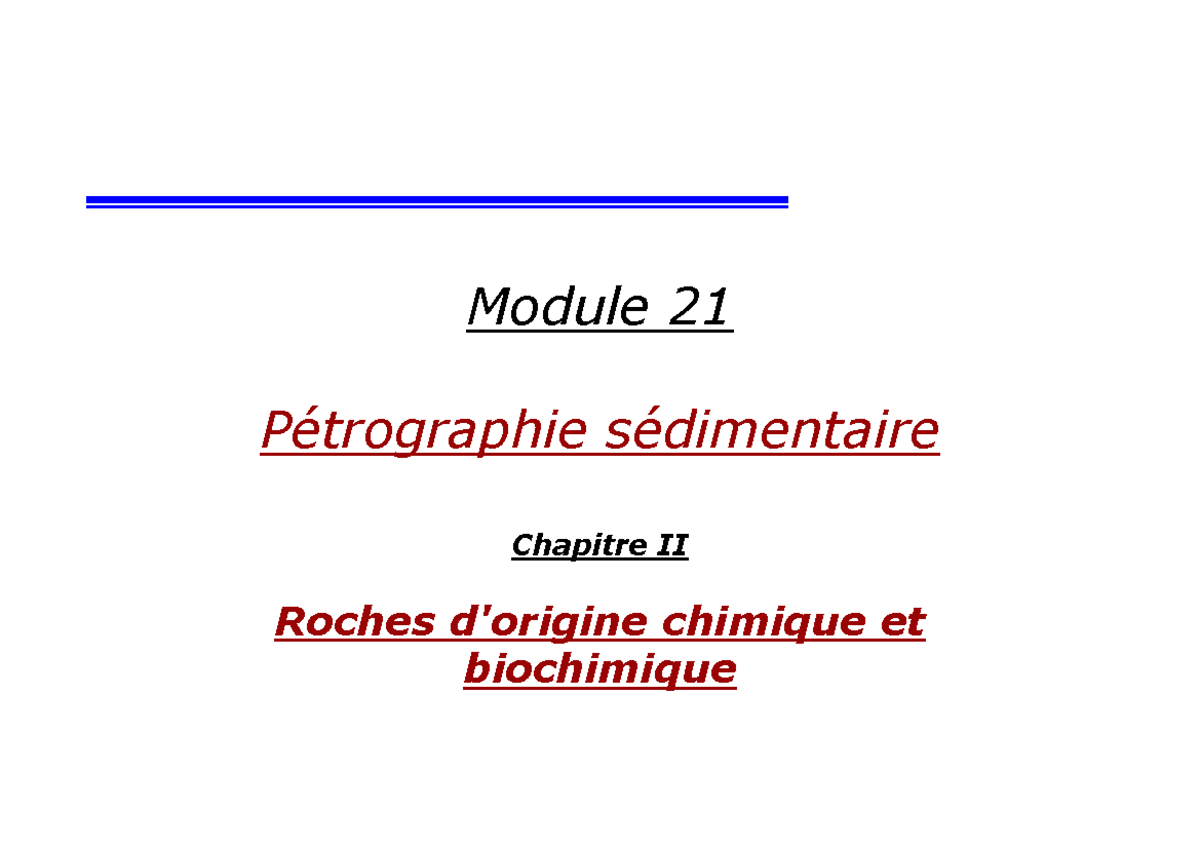 Petrographie sed Cours 6 - Module 21 Pétrographie sédimentaire Chapitre ...