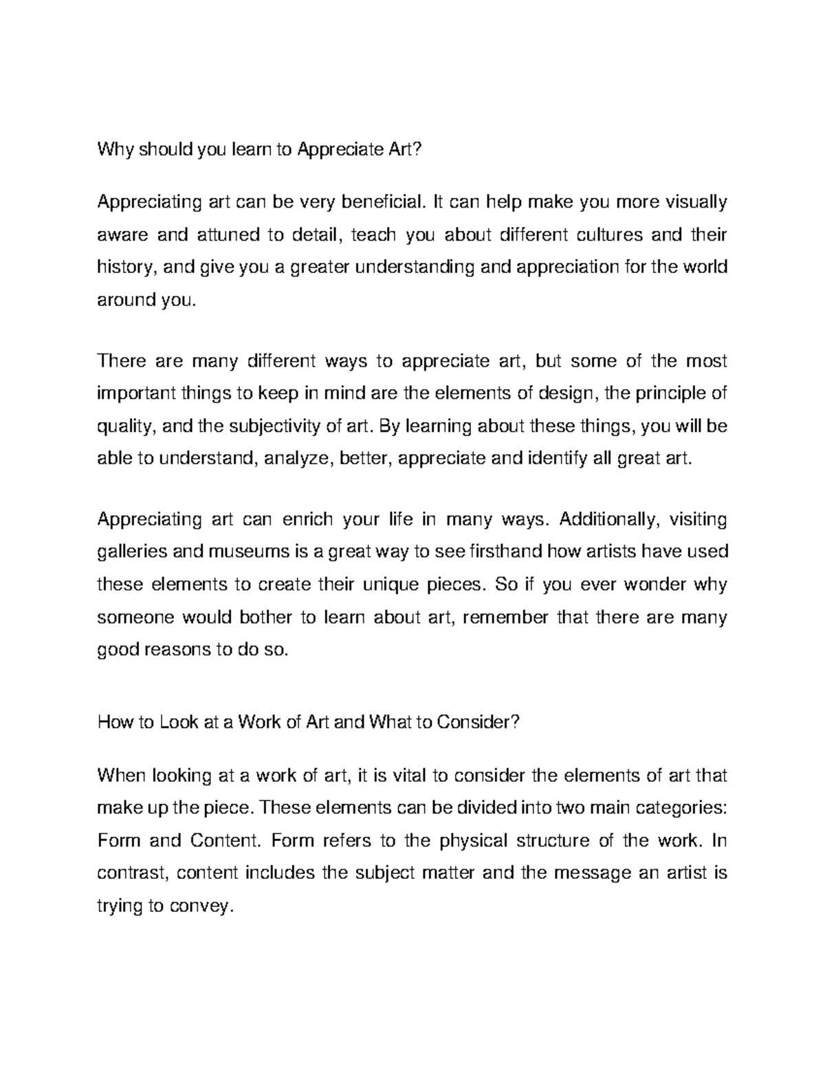 Why should you learn to Appreciate Art - Why should you learn to ...