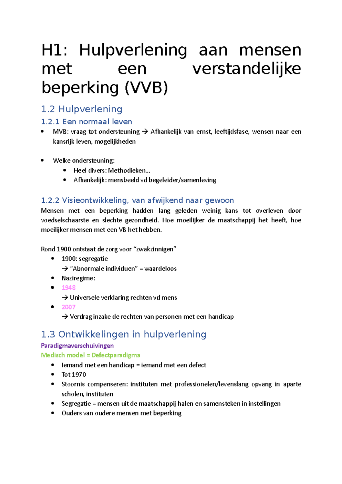 SV- MVB - H1: Hulpverlening Aan Mensen Met Een Verstandelijke Beperking ...