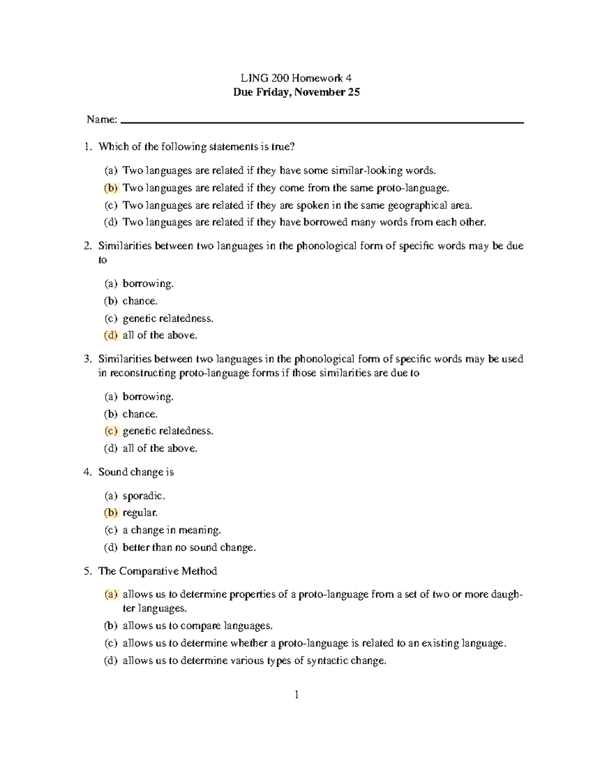 HW4 - homework - LING 200 Homework 4 Due Friday, November 25 Name ...