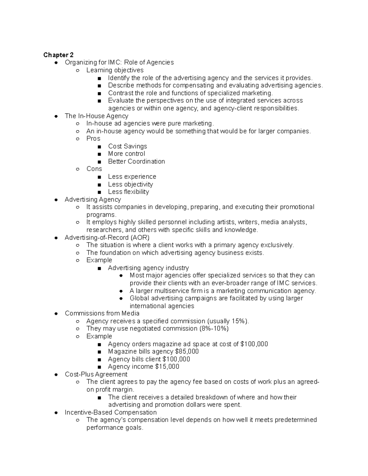 Advertising in Business Chapter 2 Notes - Chapter 2 Organizing for IMC ...