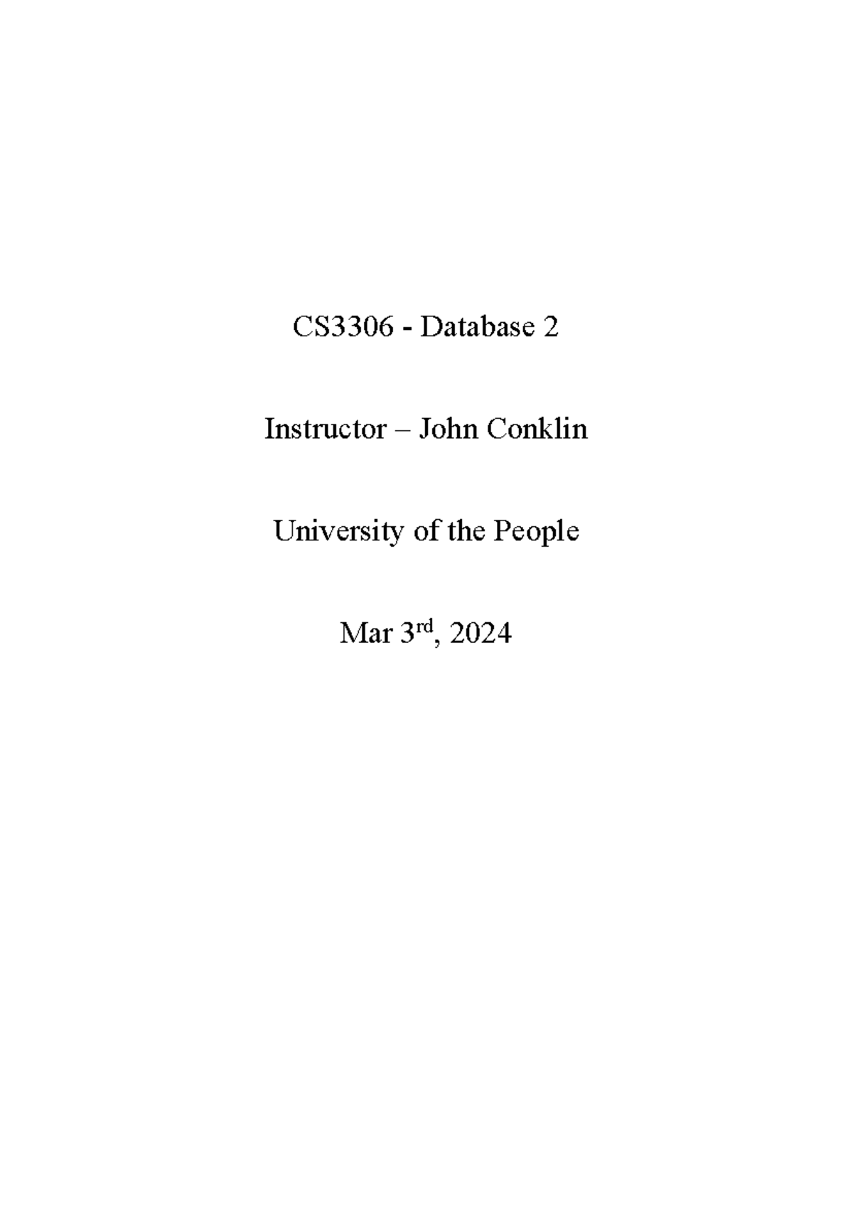 WA5 - csc 241 - CS3306 - Database 2 Instructor – John Conklin ...