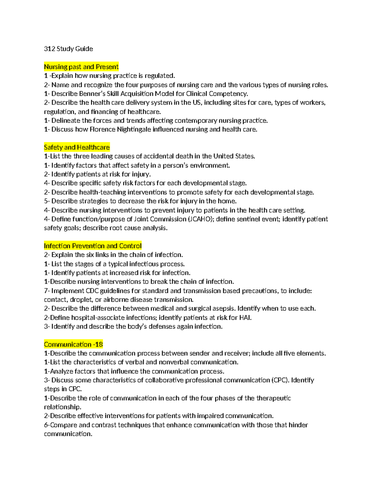 312 Final Exam - Summary Foundations of Nursing Practice - 312 Study ...