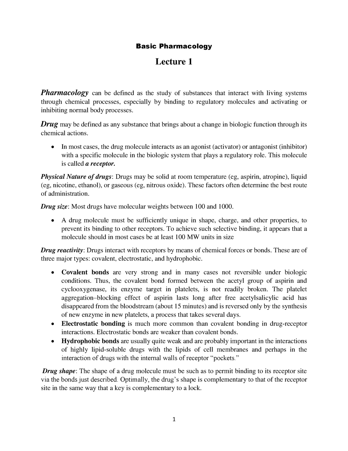 Introduction To Pharmacodynamics Pharma Lec 1 - Basic Pharmacology ...