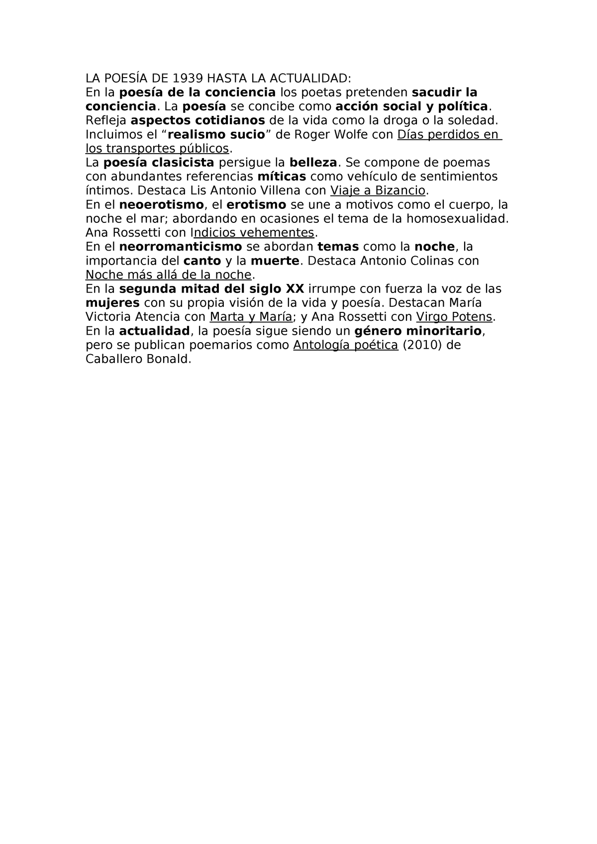 La Poesía De 1939 Hasta La Actualidad La PoesÍa De 1939 Hasta La Actualidad En La Poesía De