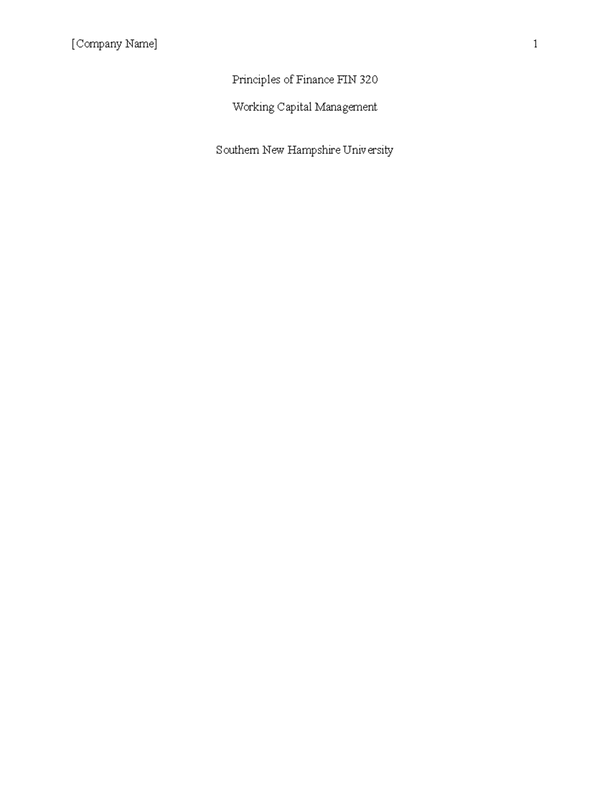 Fin 320 Working Capital Management 5 1 Company Name 1 Principles Of