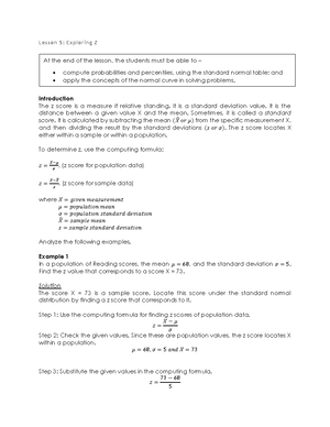 Lesson 6, Activity 6, Assessment 6 - LESSON 6: UNDERSTANDING SAMPLING ...