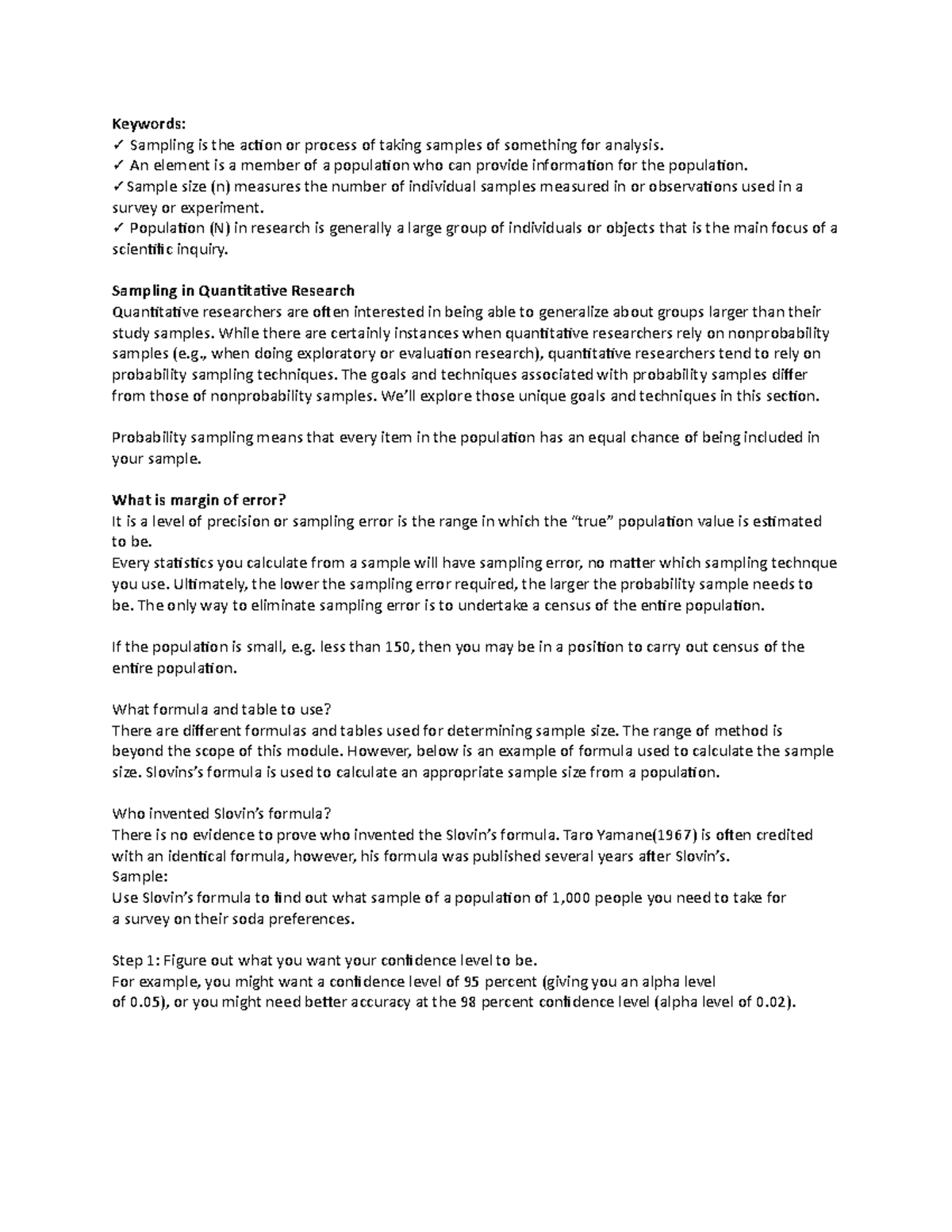 Pilot Testing the Quality of Research - Keywords: Sampling is the ...
