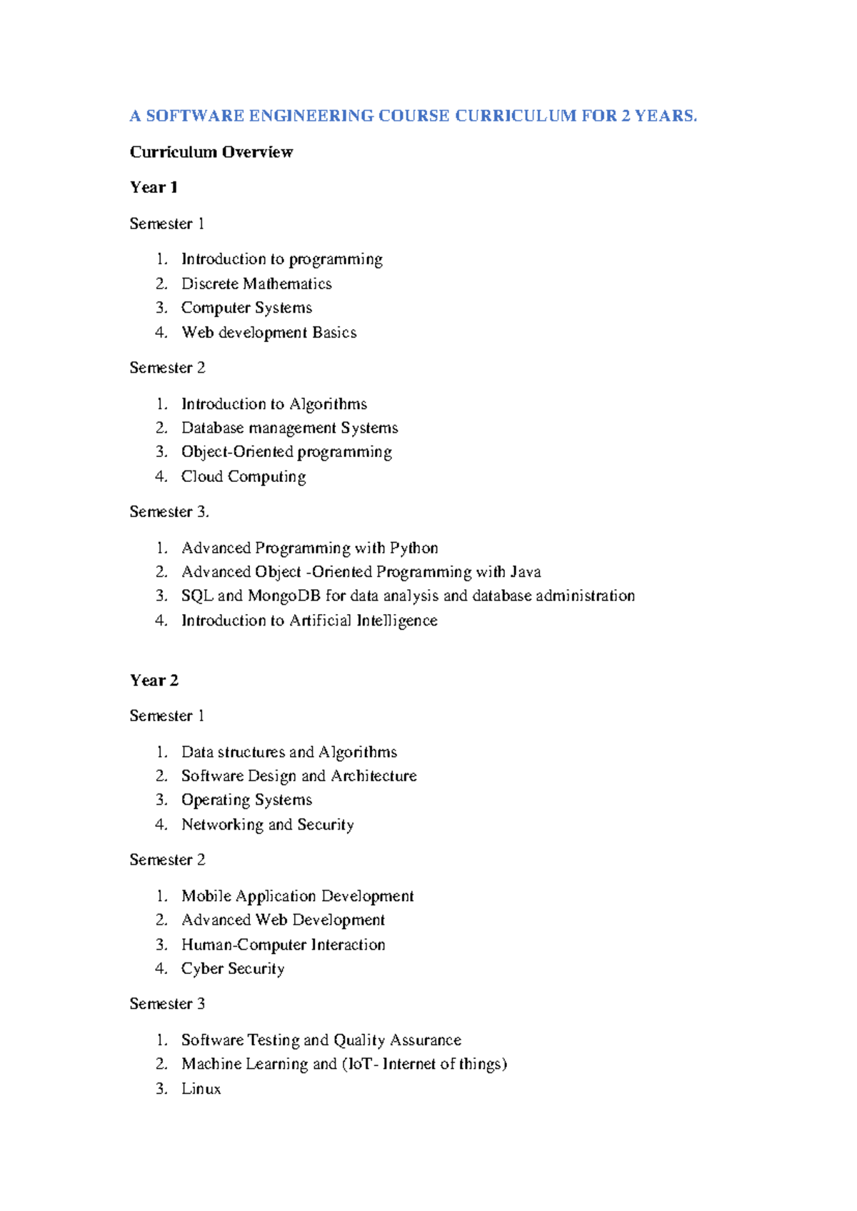 A Software Engineering Curriculum 114512 - A SOFTWARE ENGINEERING ...
