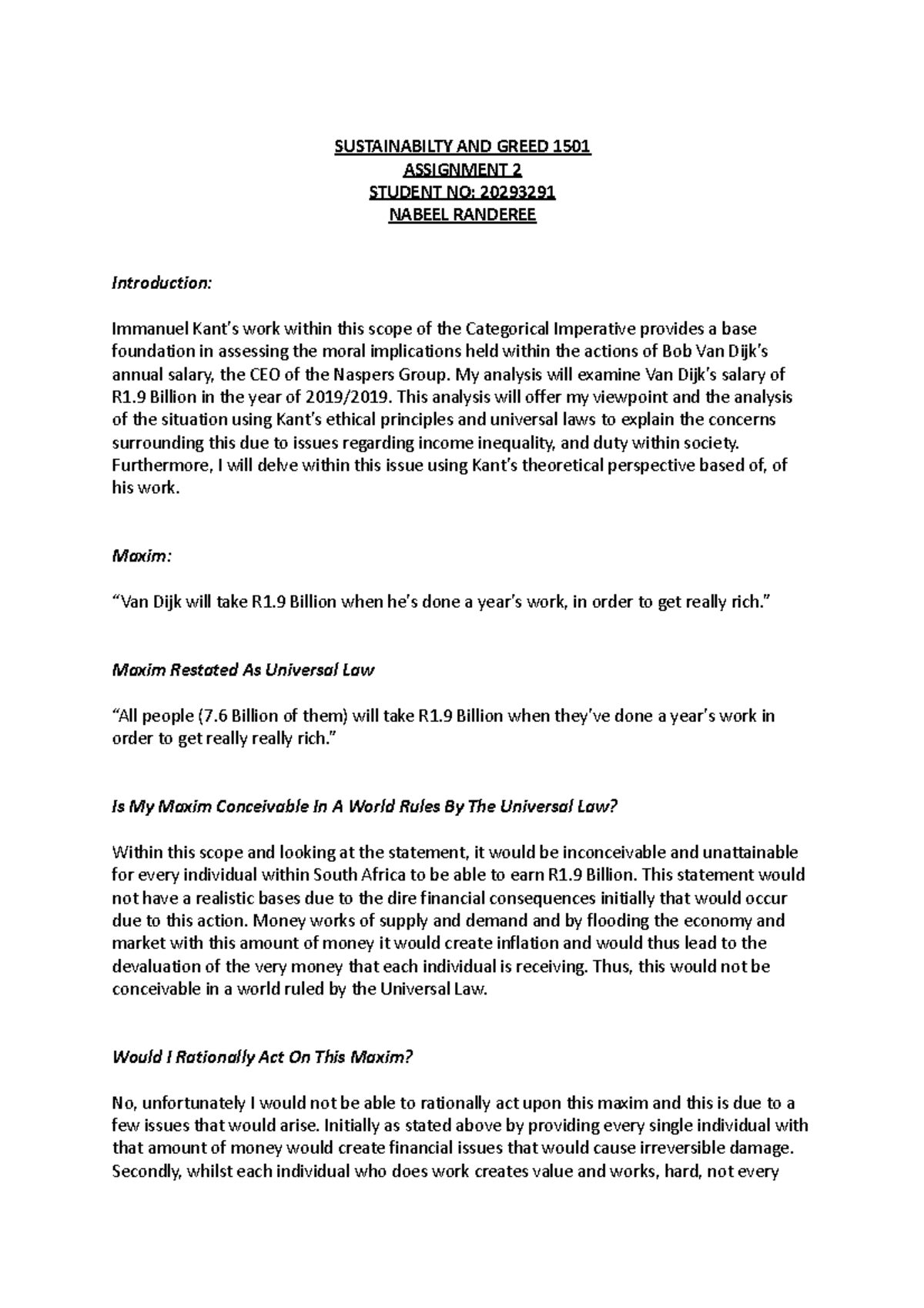 Sus 1501 Assignment 2 Sustainabilty And Greed 1501 Assignment 2 Sus 1501 Assignment 2 Sustainabilty And Greed 1501 Assignment 2